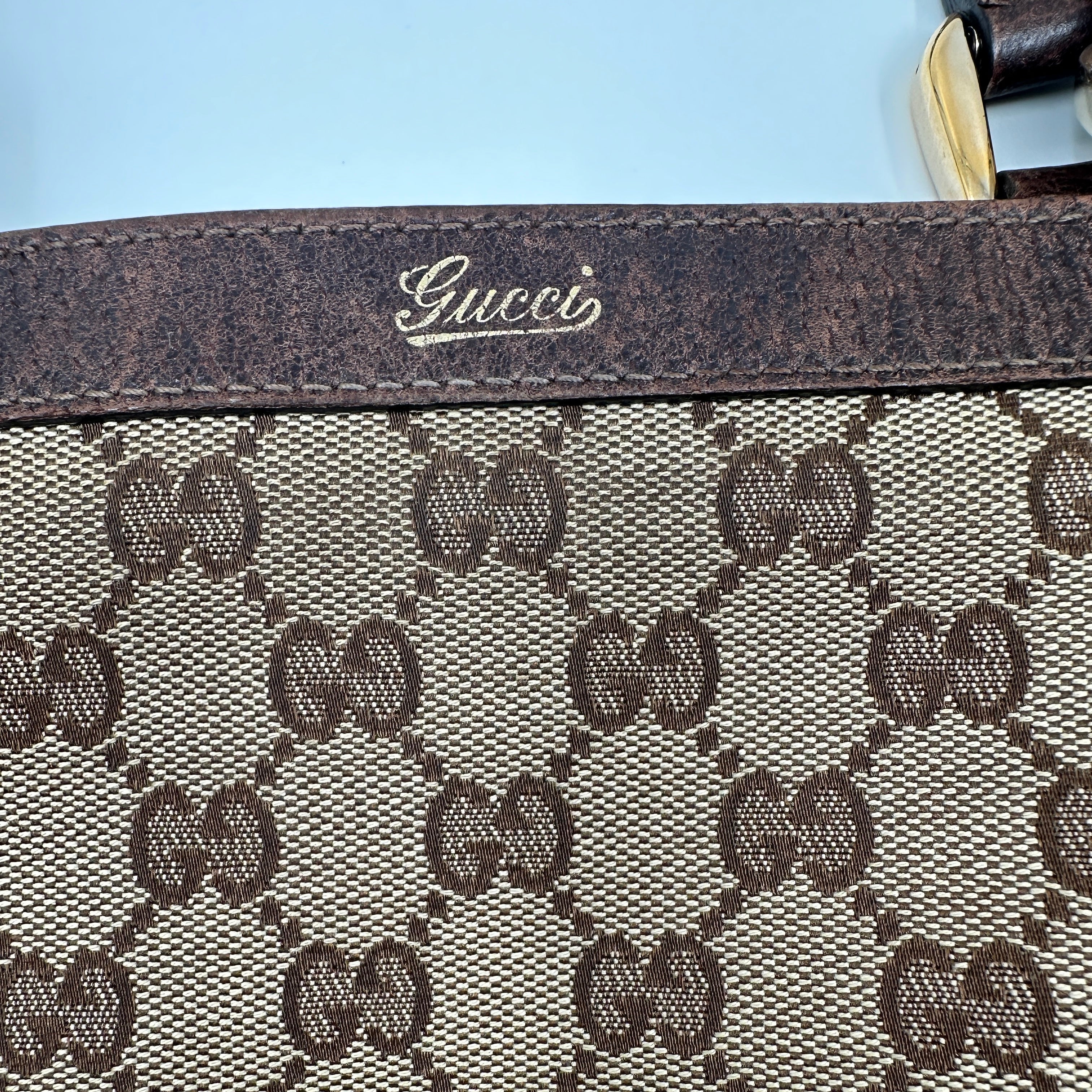 Gucci Brown GG Canvas and Leather Abbey Tote Bag