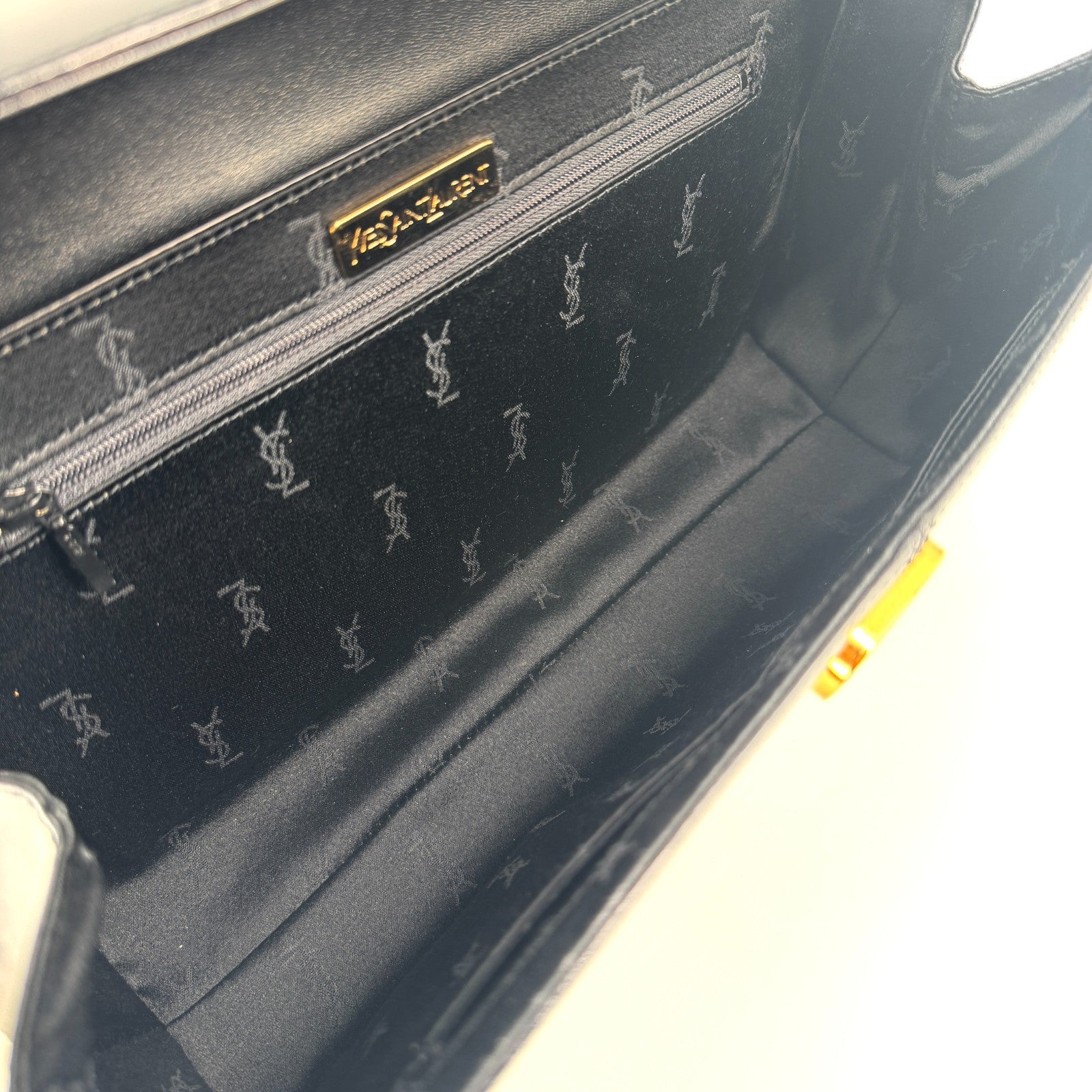 Saint Laurent Yves Leather Tote Hand Bag - Black, Leather