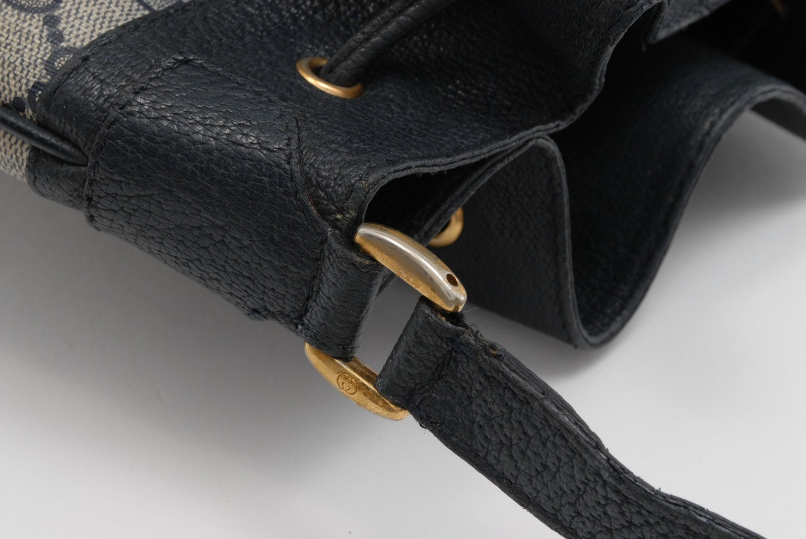 Gucci Vintage GG Sherry Line Drawstring Shoulder Bag - Navy, PVC Leather