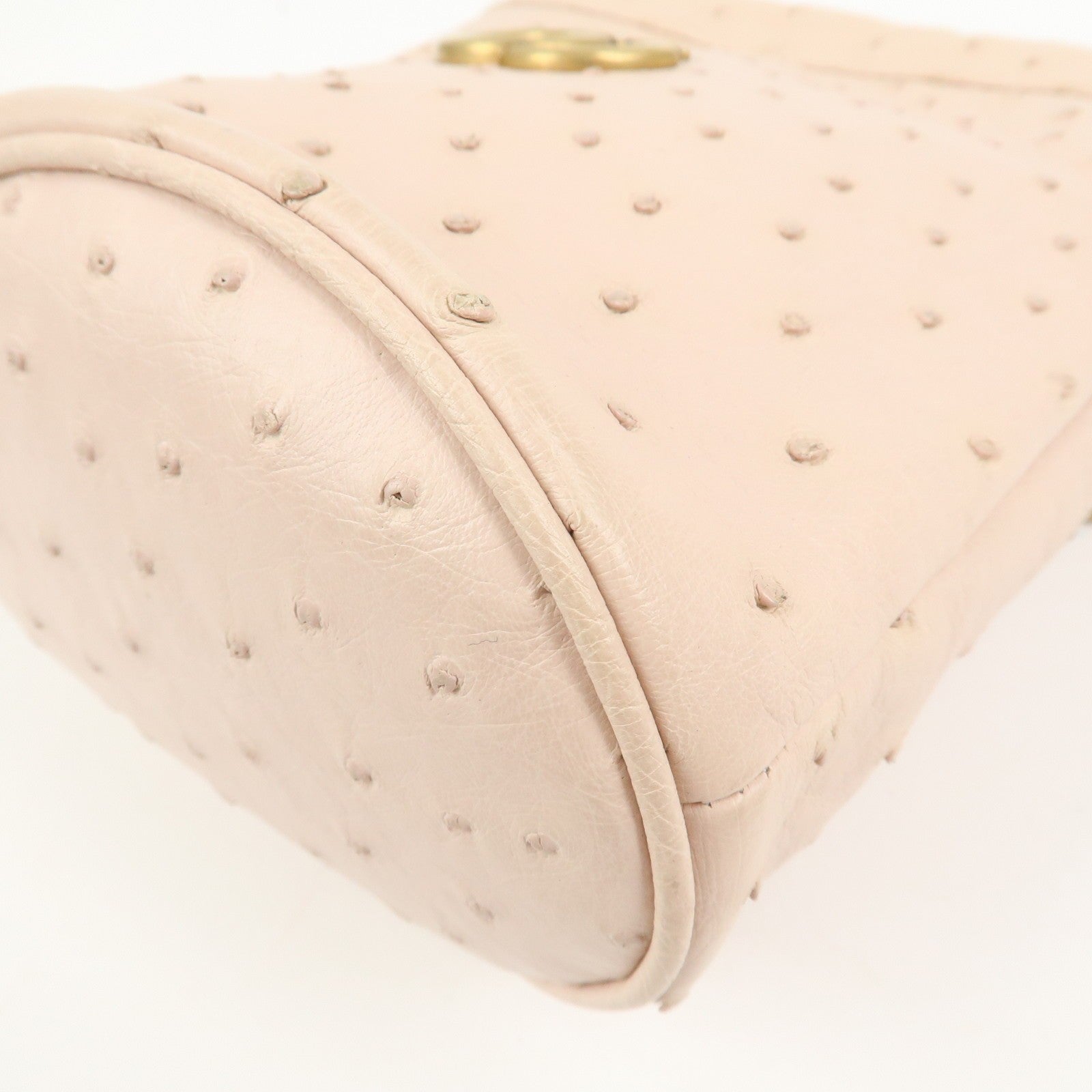 Gucci GG Marmont Mini Bucket Chain Bag - Ivory, Ostrich Leather