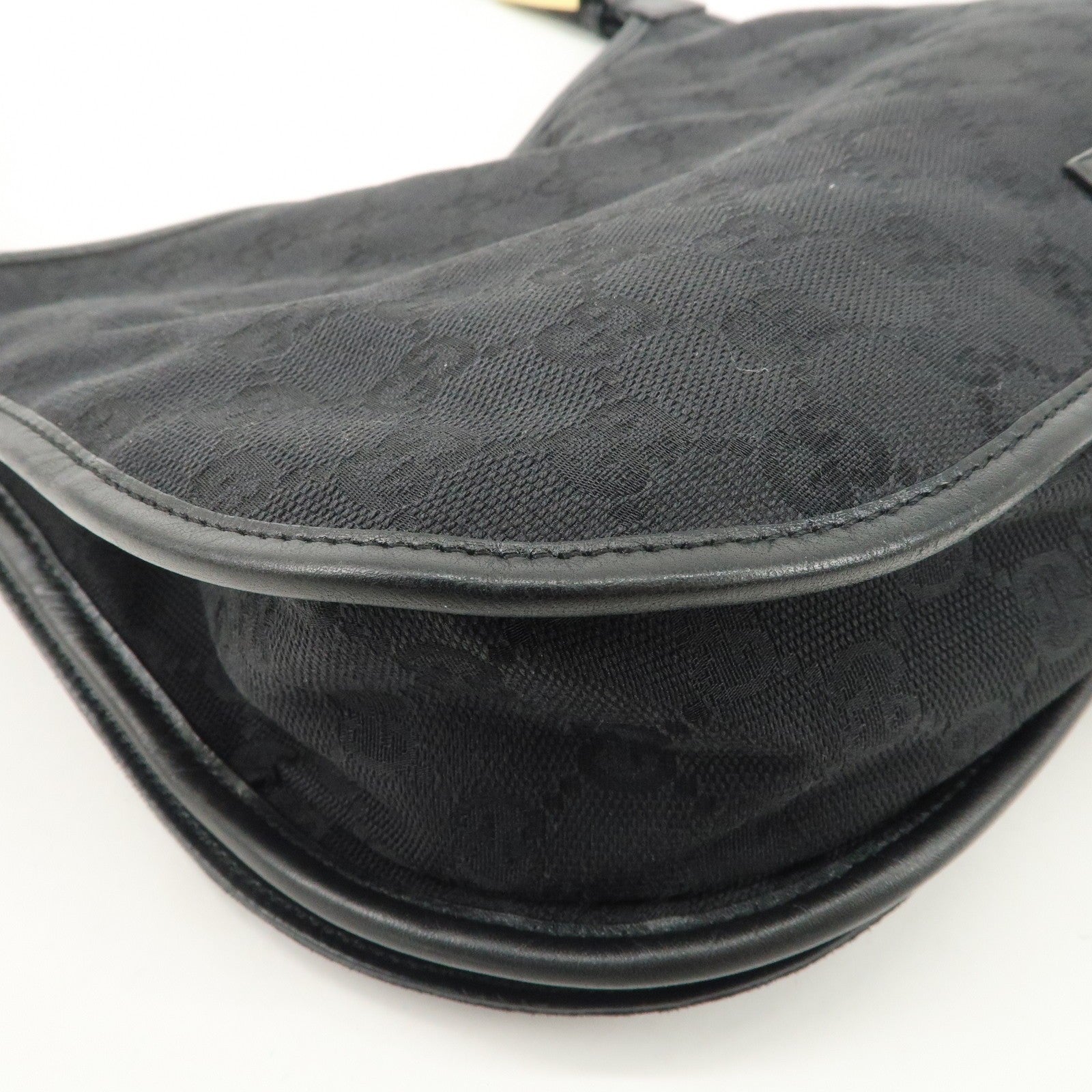 Gucci GG Canvas Leather semi Shoulder Bag - Black, Canvas