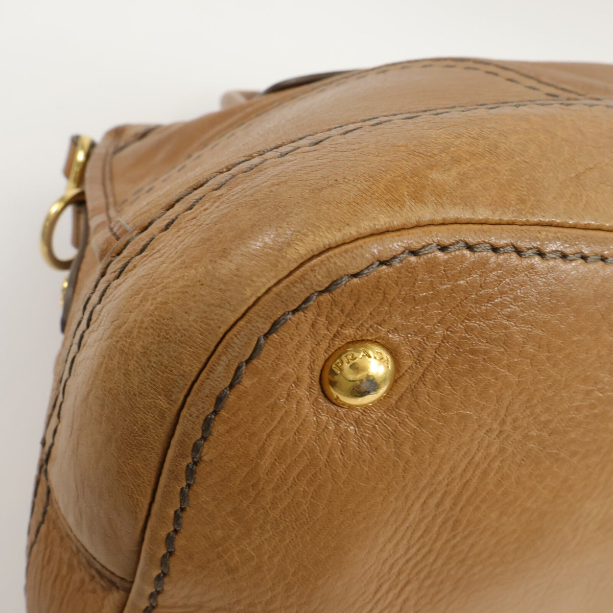 Prada Cervo Shine Bauletto Shoulder Bag - Brown, Deerskin Leather