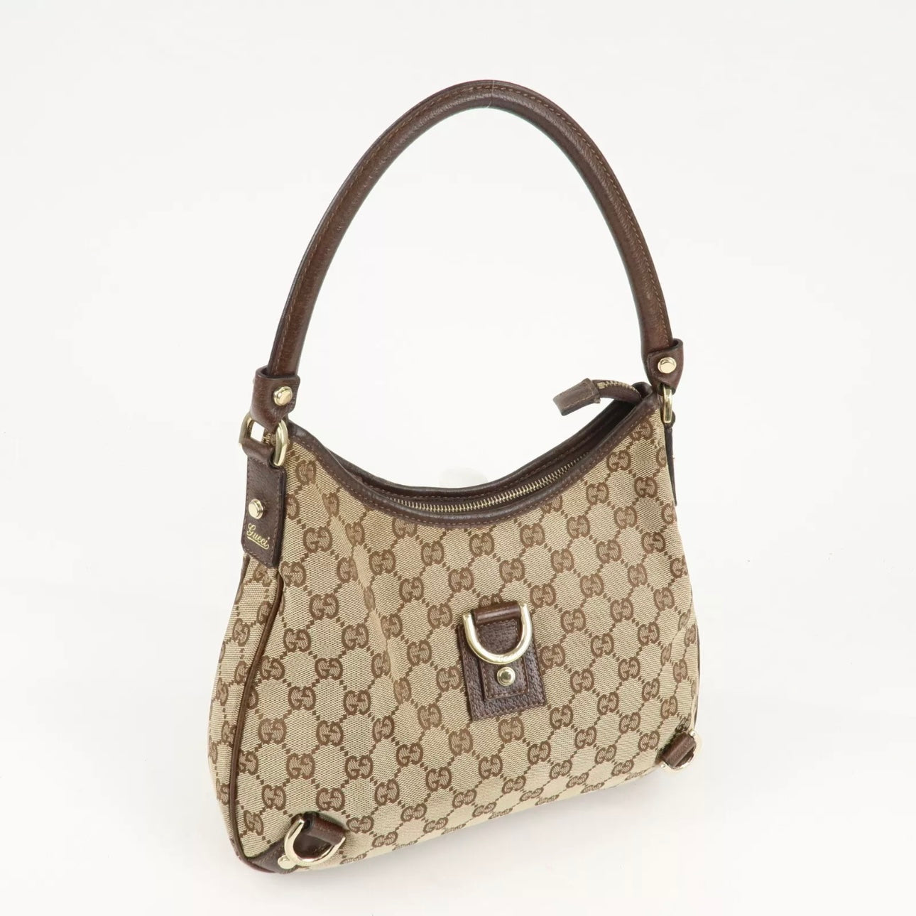 GUCCI Abbey GG Canvas Leather Shoulder Bag