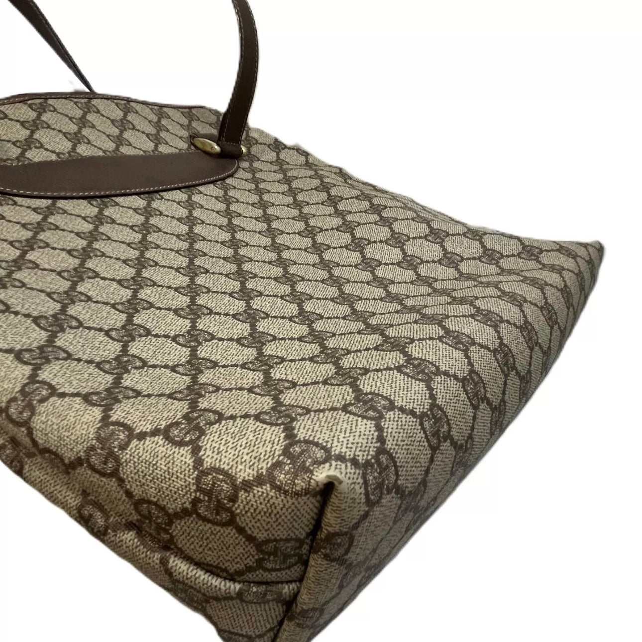 Shoulder Tote Hand Bag Brown PVC Leather