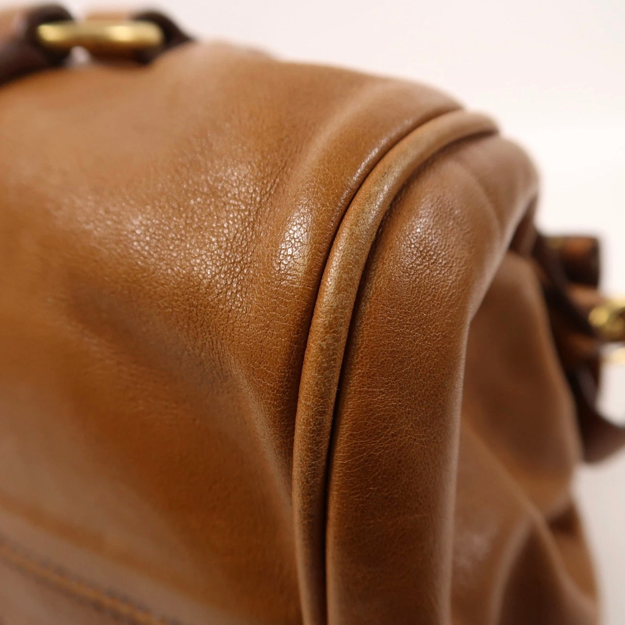 Miu Miu GHW 2 Way Shoulder Bag Calfskin Leather Brown