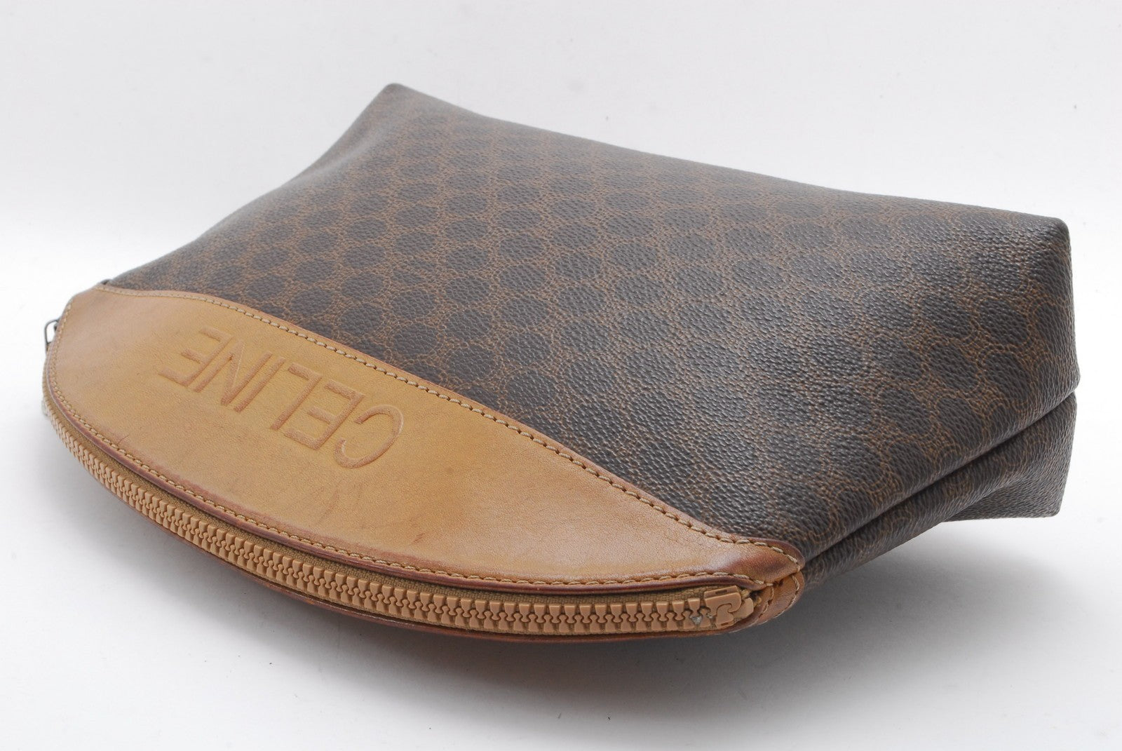 Celine C Charm Clutch Hand Bag - Beige, PVC Leather