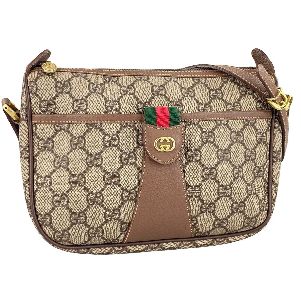 Gucci Sherry Line Shoulder Bag - Beige, Brown, Leather, PVC