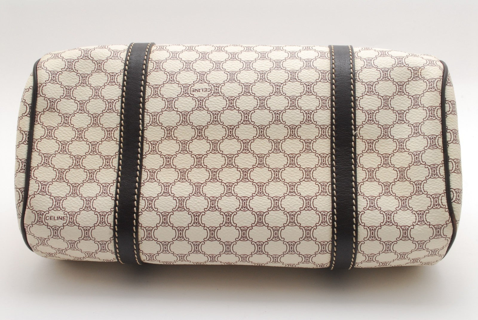 Celine Macadam Mini Boston Hand Bag - Ivory, PVC Leather