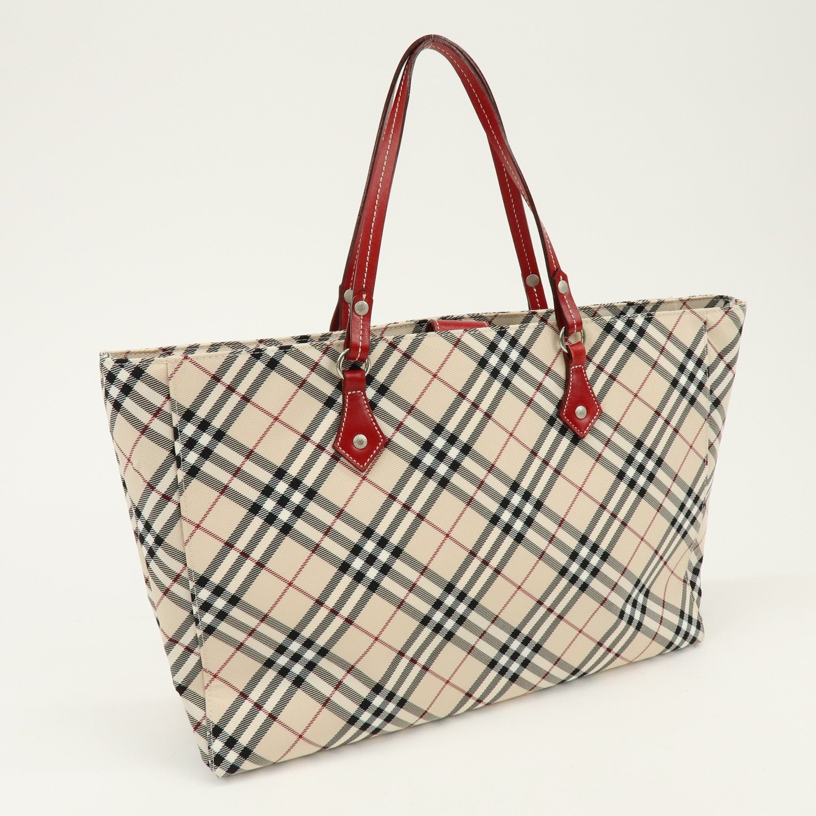 Burberry Blue Label Nova Plaid Tote Bag - Beige, Nylon and Leather