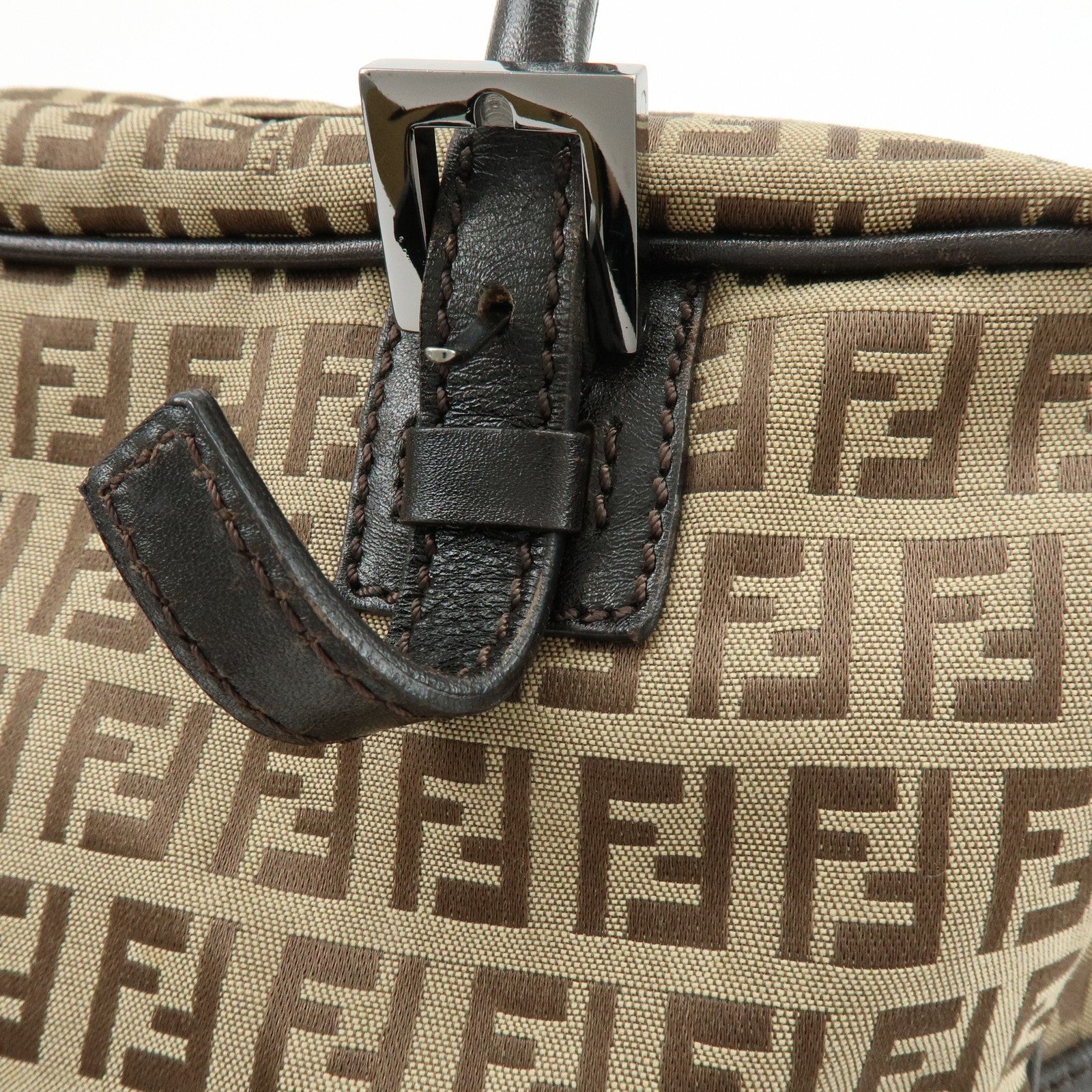 Fendi Zucchino Boston Shoulder Bag - Beige, Canvas Leather