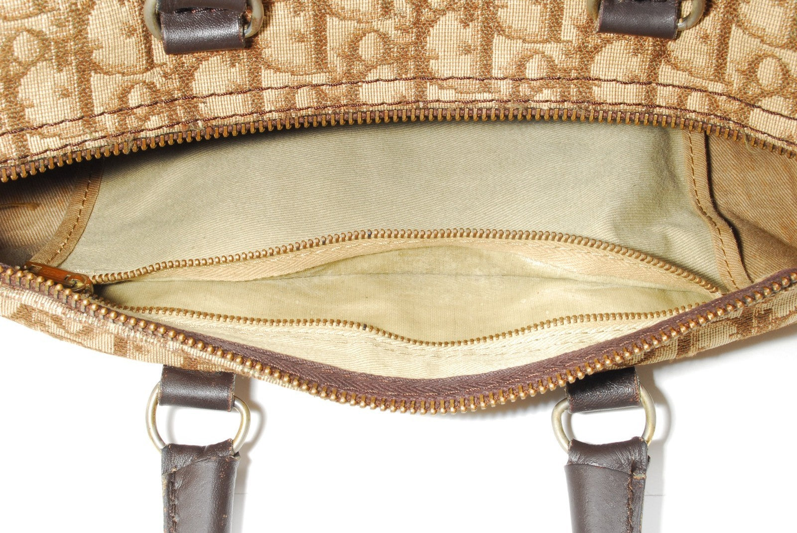 Christian Dior Trotter Boston Bag - Beige, Canvas & Leather