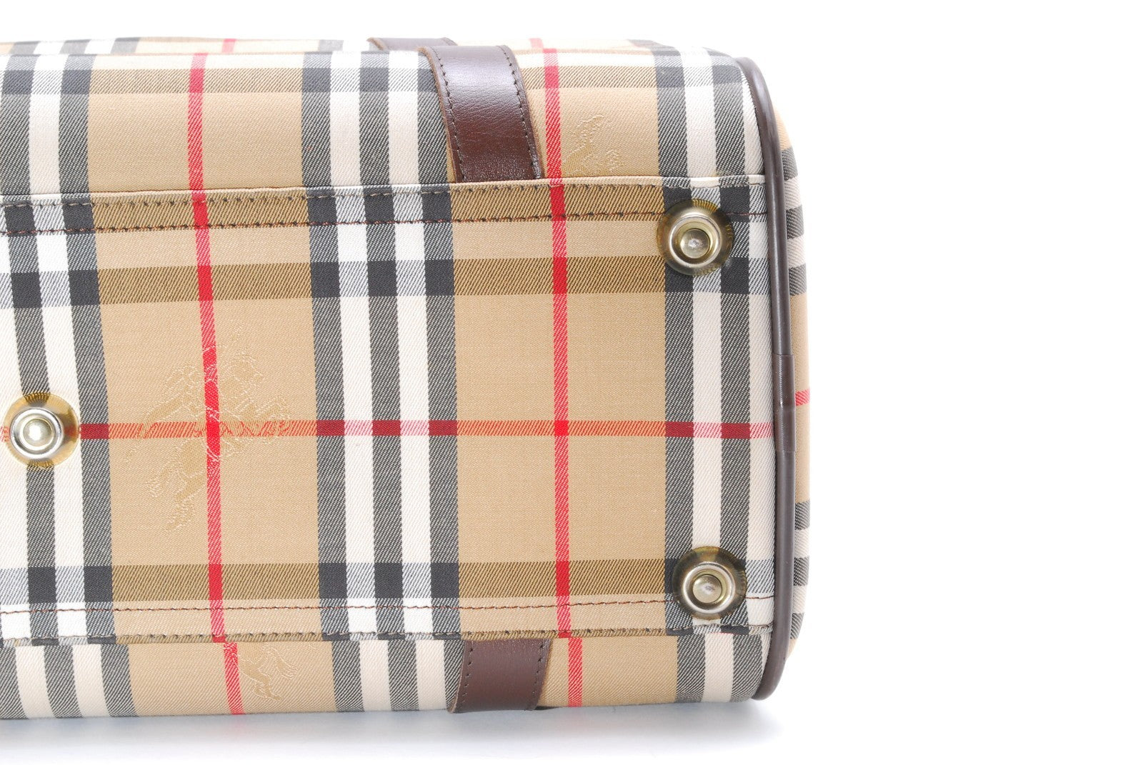 Burberry Nova Check Shadow Horse Boston Bag - Brown, Canvas