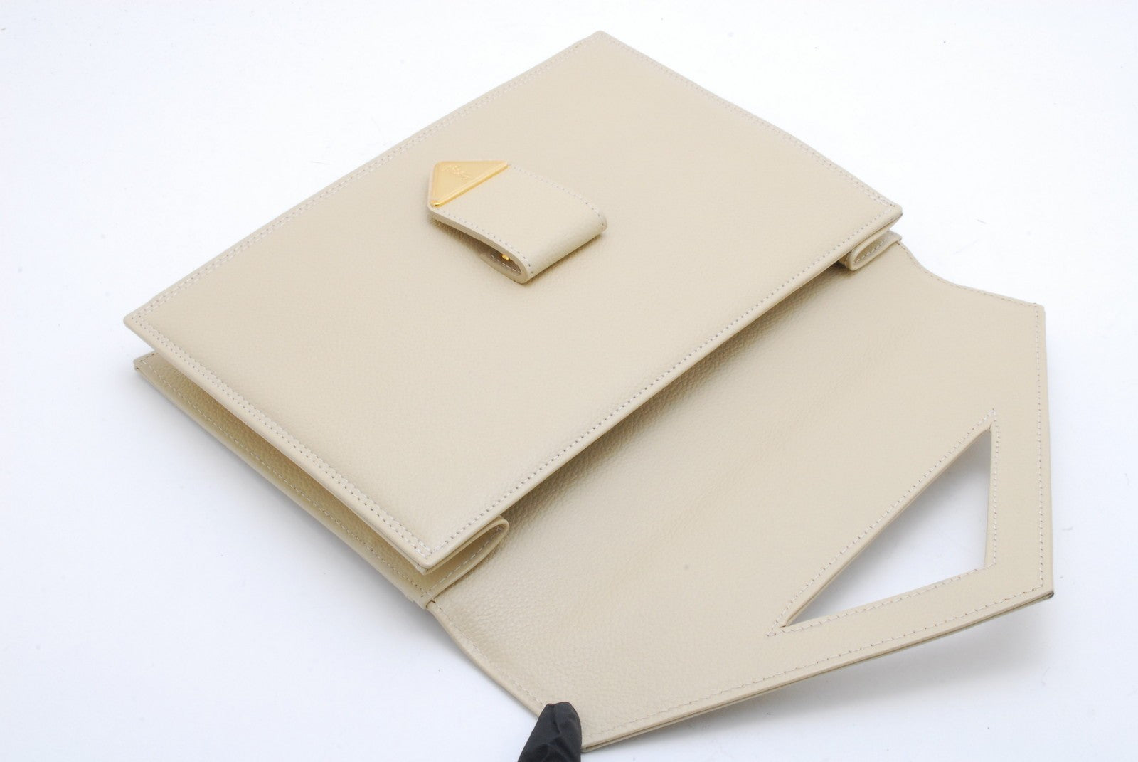 Saint Laurent Yves Saint Laurent Envelope Clutch Bag - Beige, Leather