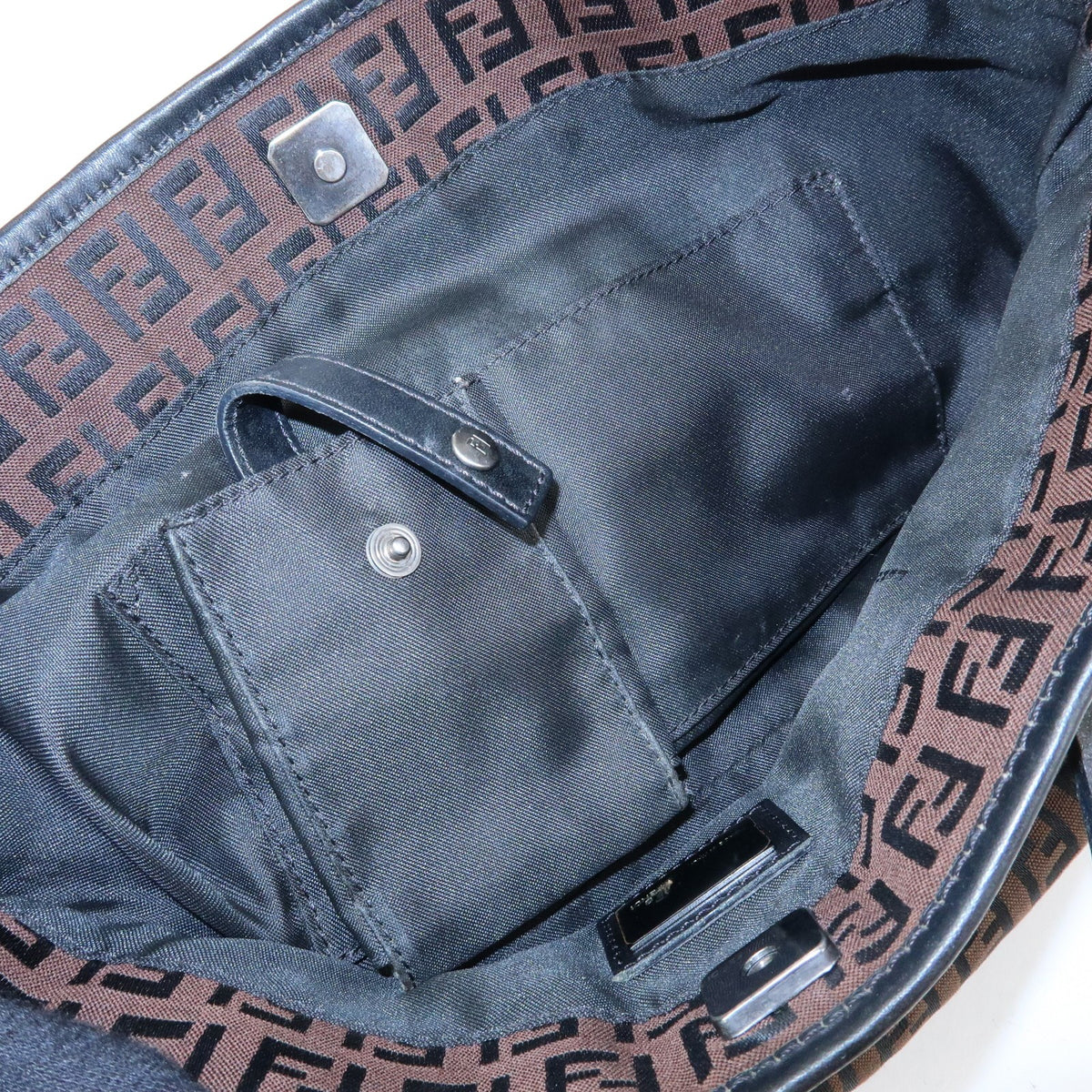 Fendi 8BH075 Tote Bag - Brown, Black, Jacquard Canvas, Leather