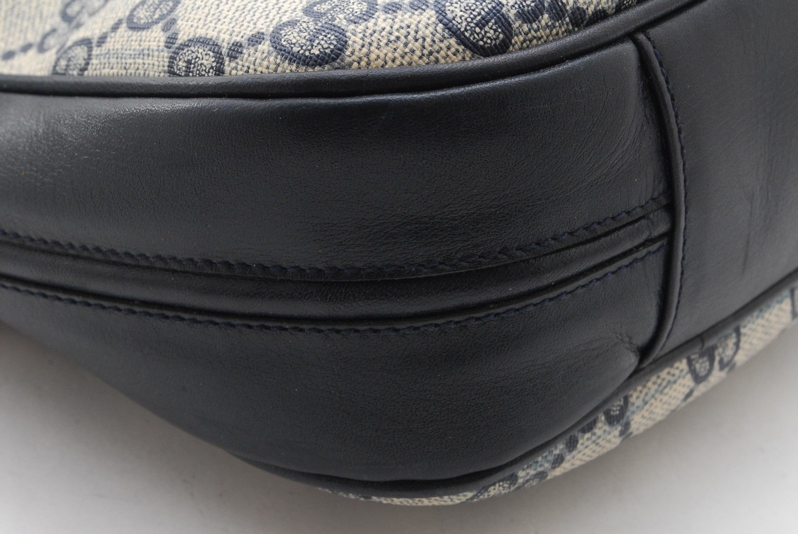 Gucci GG Supreme Horsebit Shoulder Bag - Navy, PVC Leather