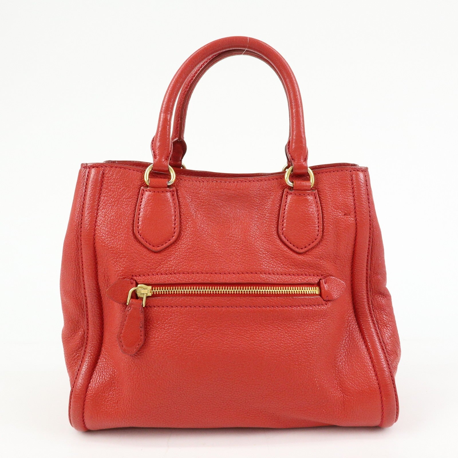 Miu Miu Madras 2Way Handbag - Red, Leather