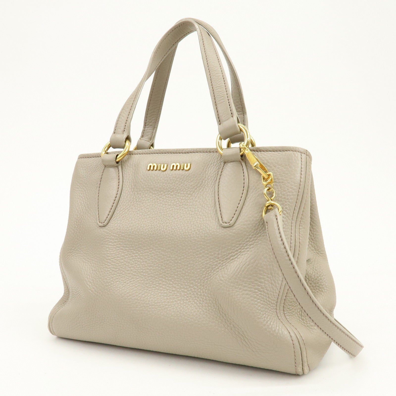 Miu Miu RN0757 Hand Bag - Beige, Leather