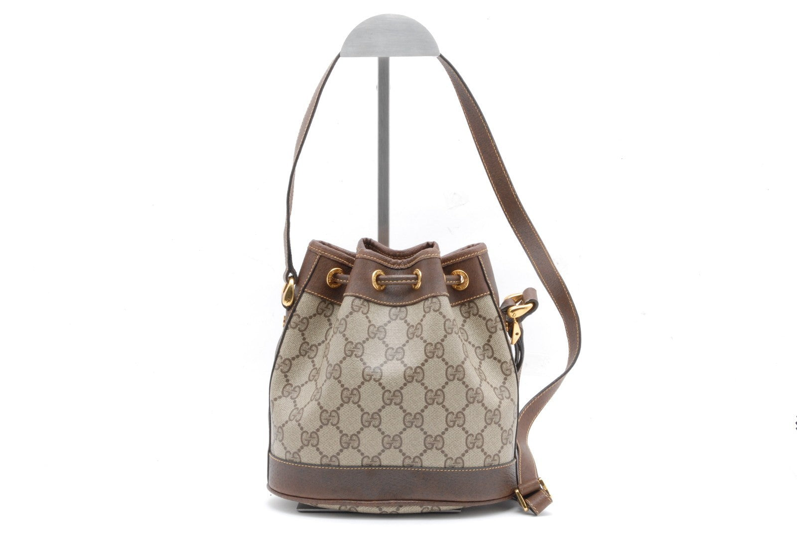 Gucci GG Supreme Drawstring Bag Shoulder Bag - Brown, PVC Leather