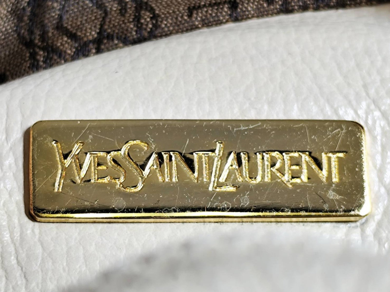 Saint Laurent Yves Shoulder Tote Stitch Bag - Ivory, Leather