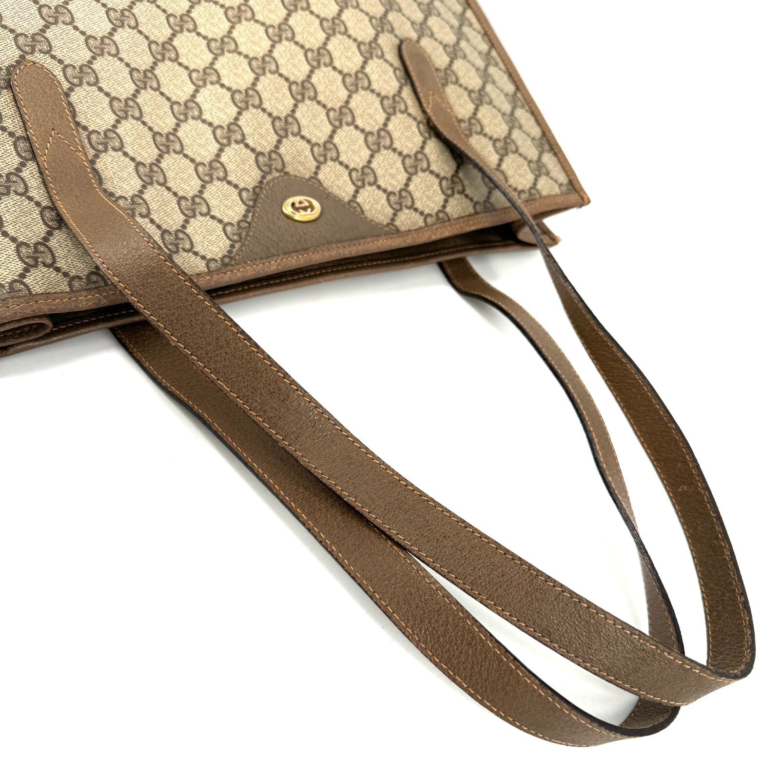 Gucci GG Supreme Tote Shoulder Bag - Brown, PVC