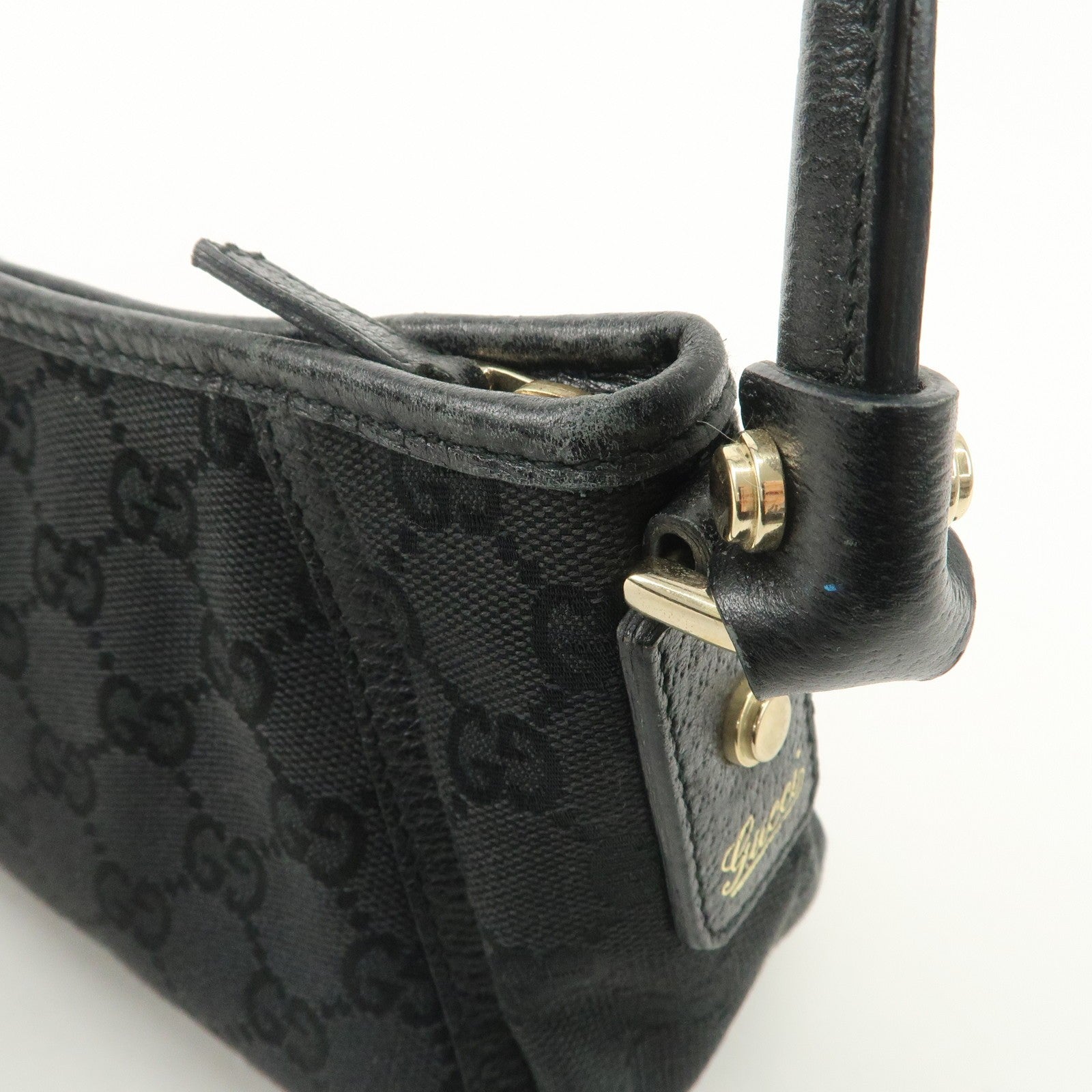 Gucci Abbey GG Canvas Leather One Shoulder Bag - Black, Canvas