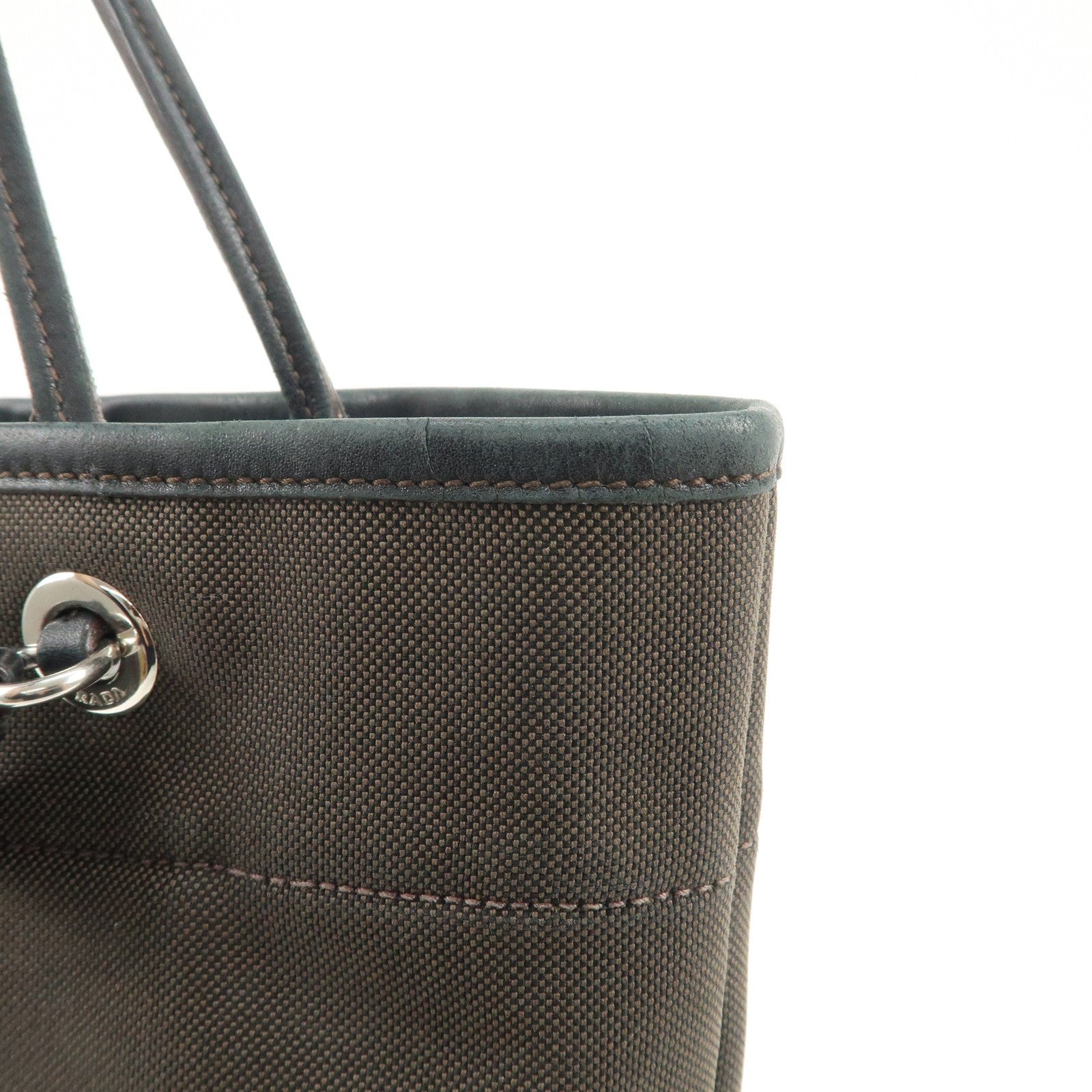 Prada Logo Jacquard Tote Bag - Dark Brown, Leather
