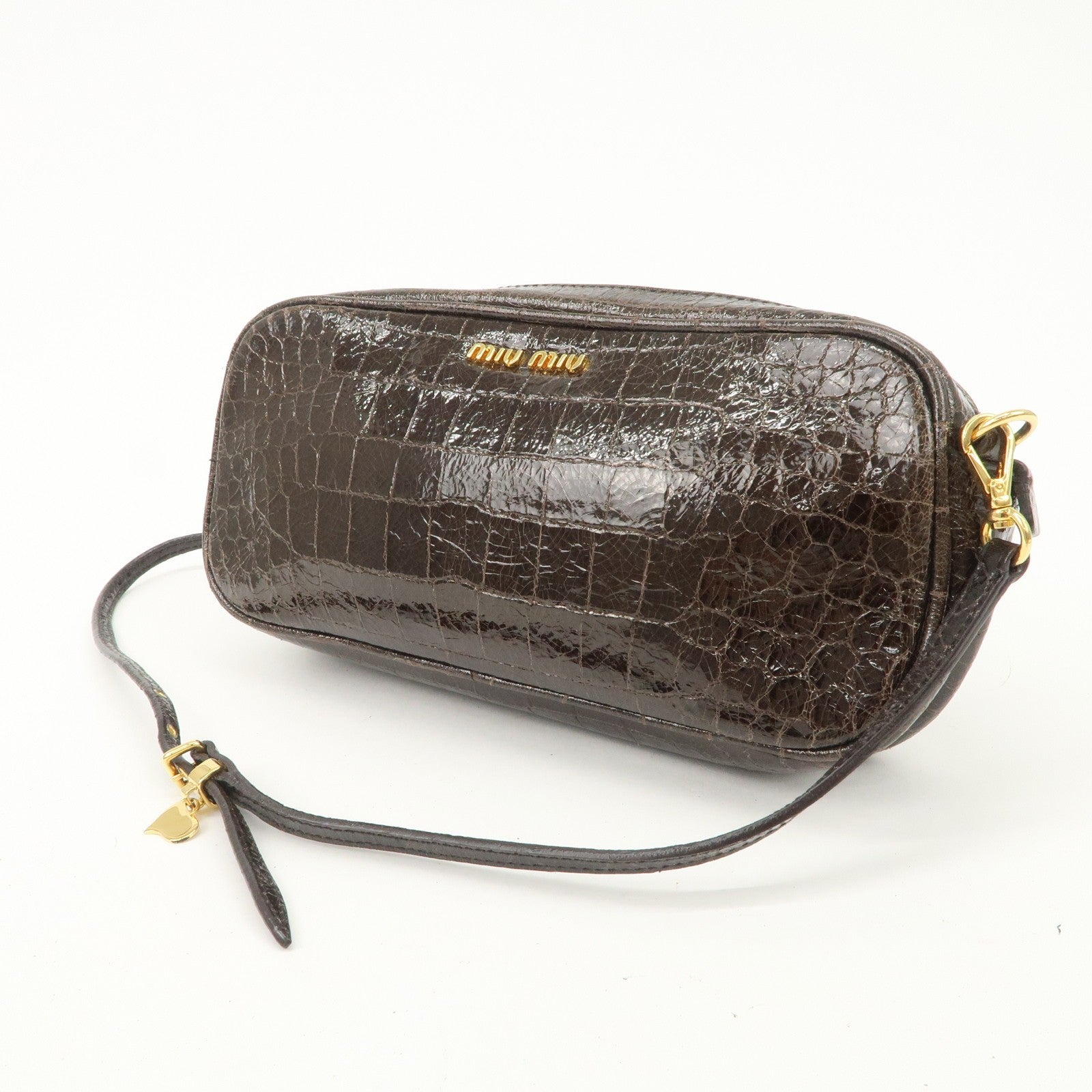 Miu Miu Shoulder Crossbody Bag - Dark Brown, Embossed Leather