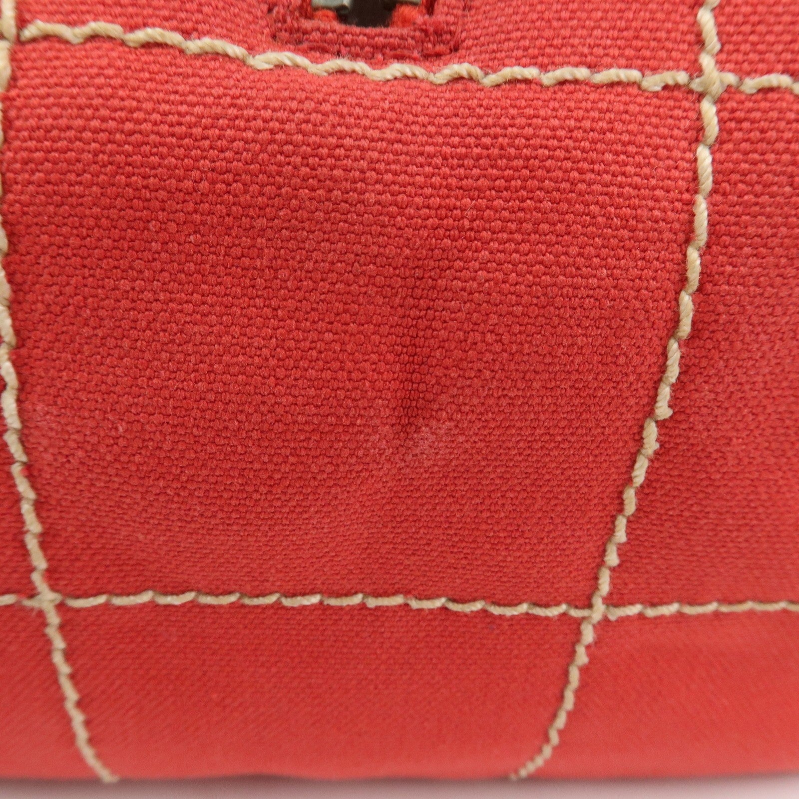 Chanel Chocolate Bar COCO Mark Hand Bag - Red, Canvas Leather