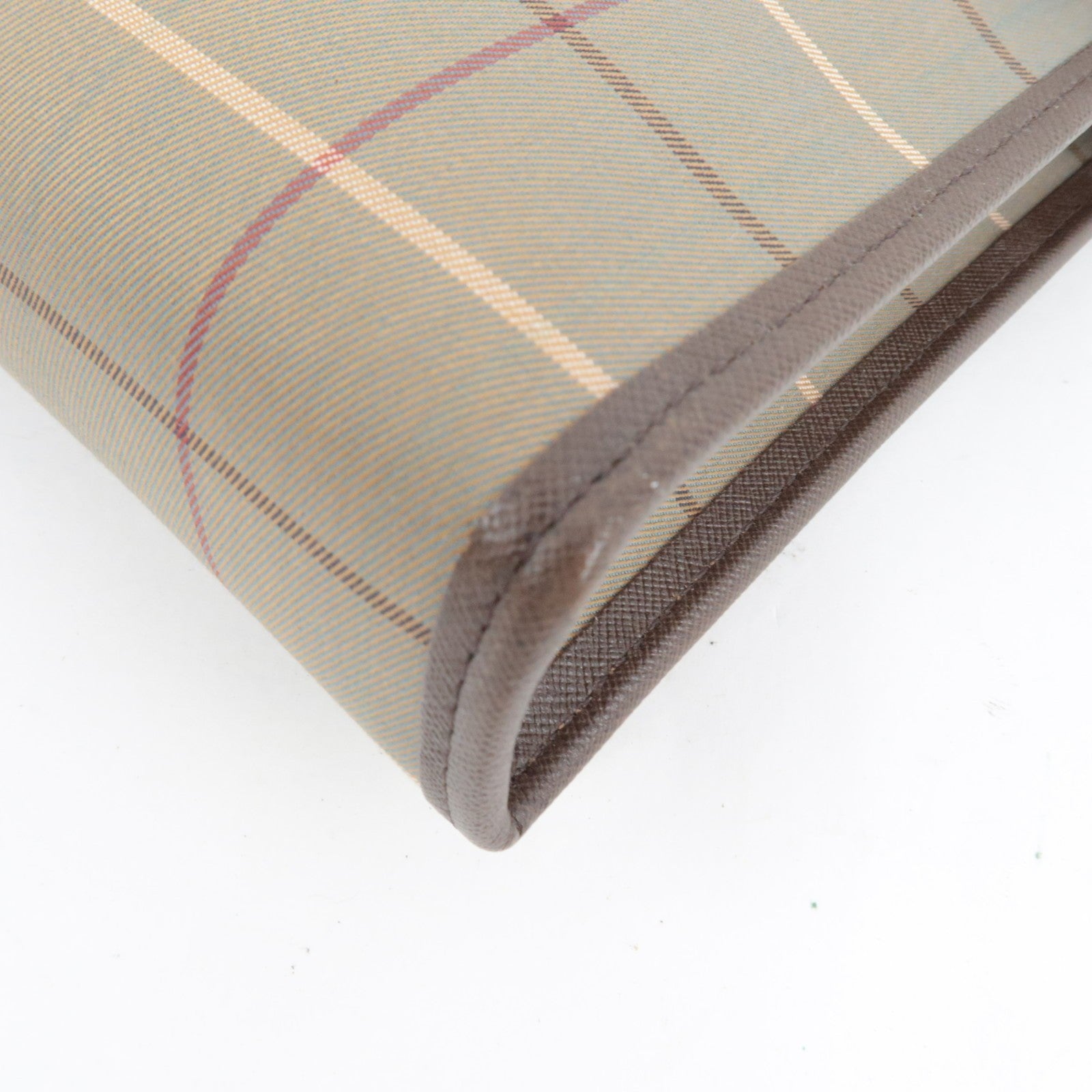 Burberry Plaid Clutch Bag - Khaki Brown, Canvas Leather
