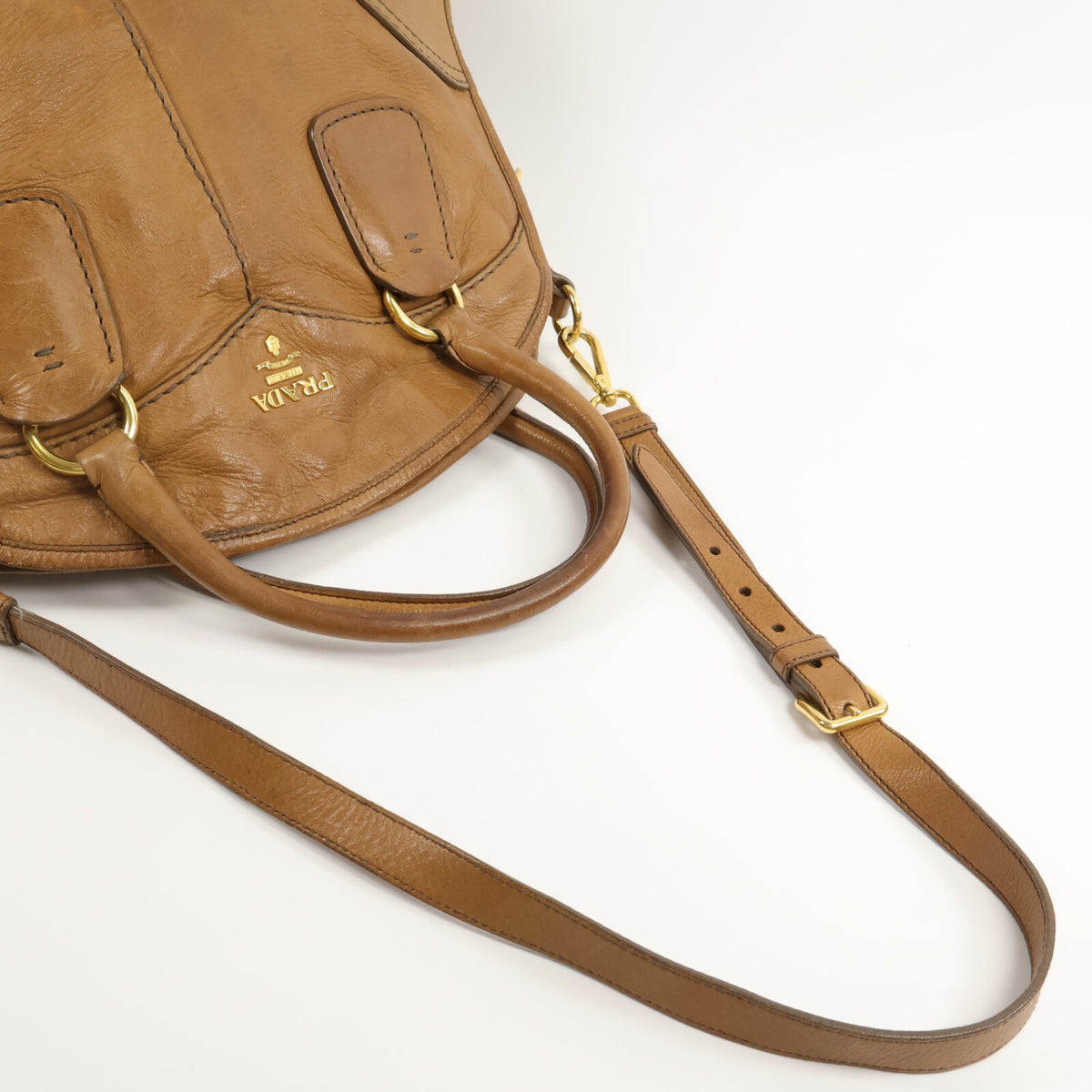 Prada Cervo Shine Bauletto Shoulder Bag - Brown, Deerskin Leather