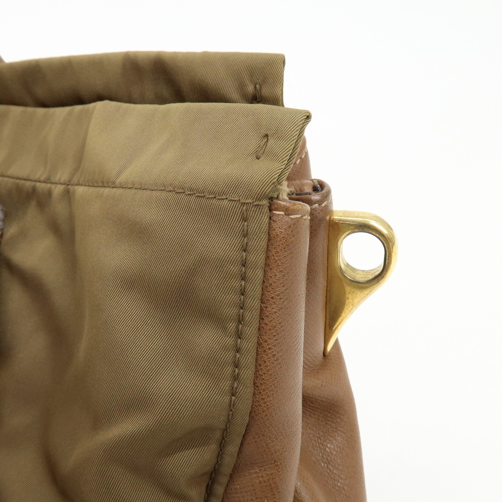 Prada Triangle Logo 2Way Bag - Khaki Brown, Nylon Saffiano Leather