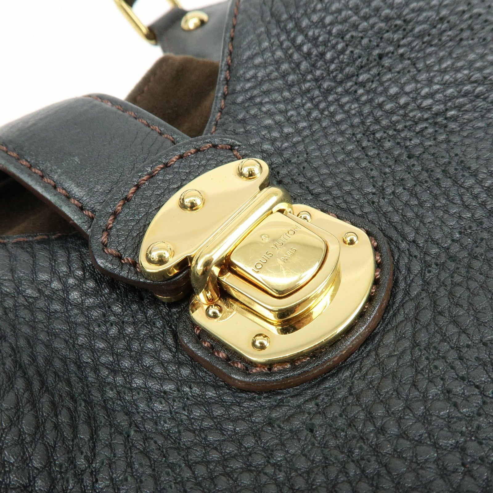 Louis Vuitton Monogram Leather Mahina L Shoulder Bag Noir