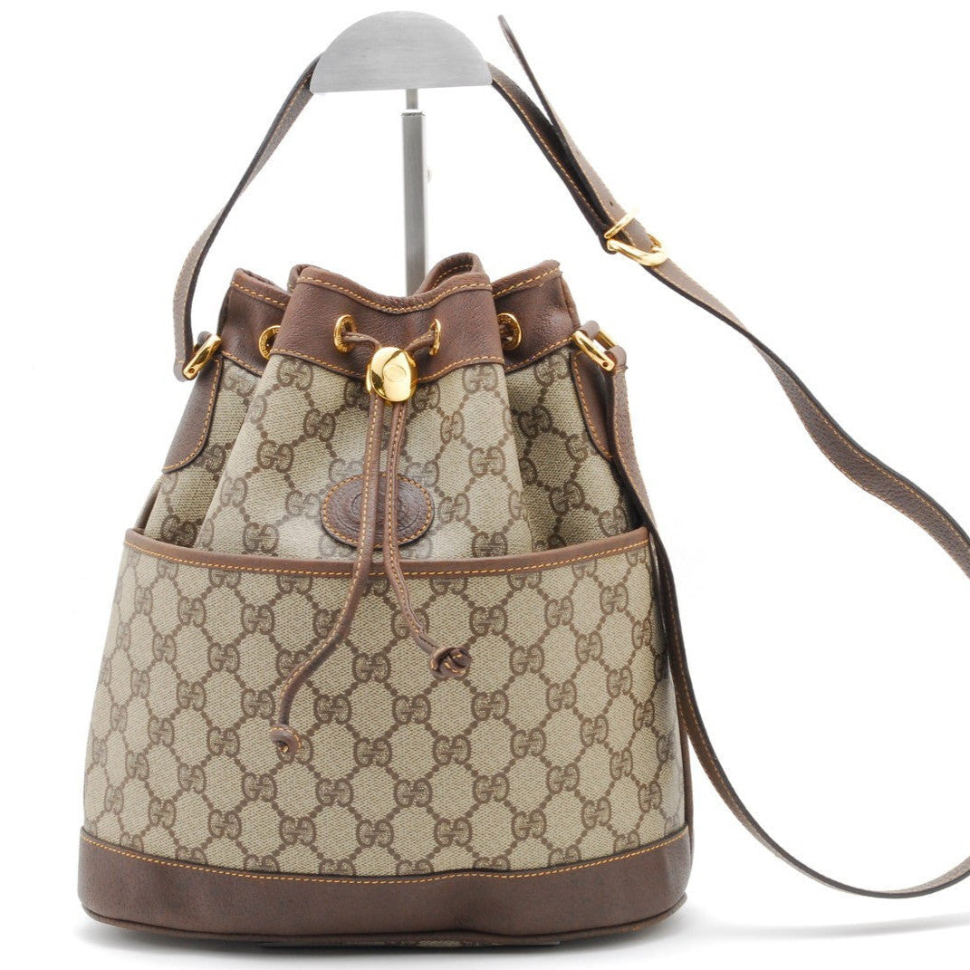 Gucci GG Bucket Bag Shoulder Bag - Beige Brown, Canvas Leather