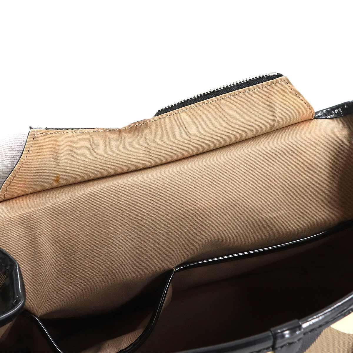 Burberry Plaid Handbag - Beige, Black, PVC, Patent leather