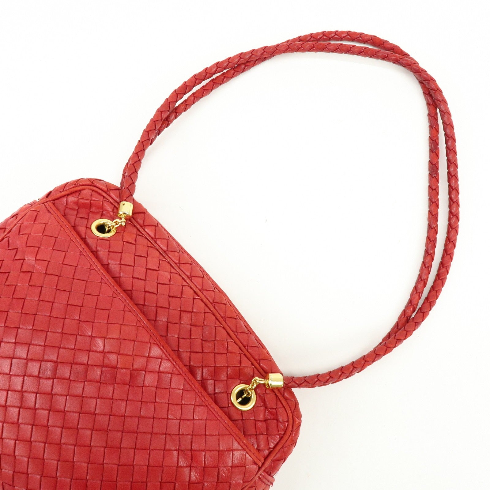 Bottega Veneta Intrecciato Shoulder Bag - Red, Leather
