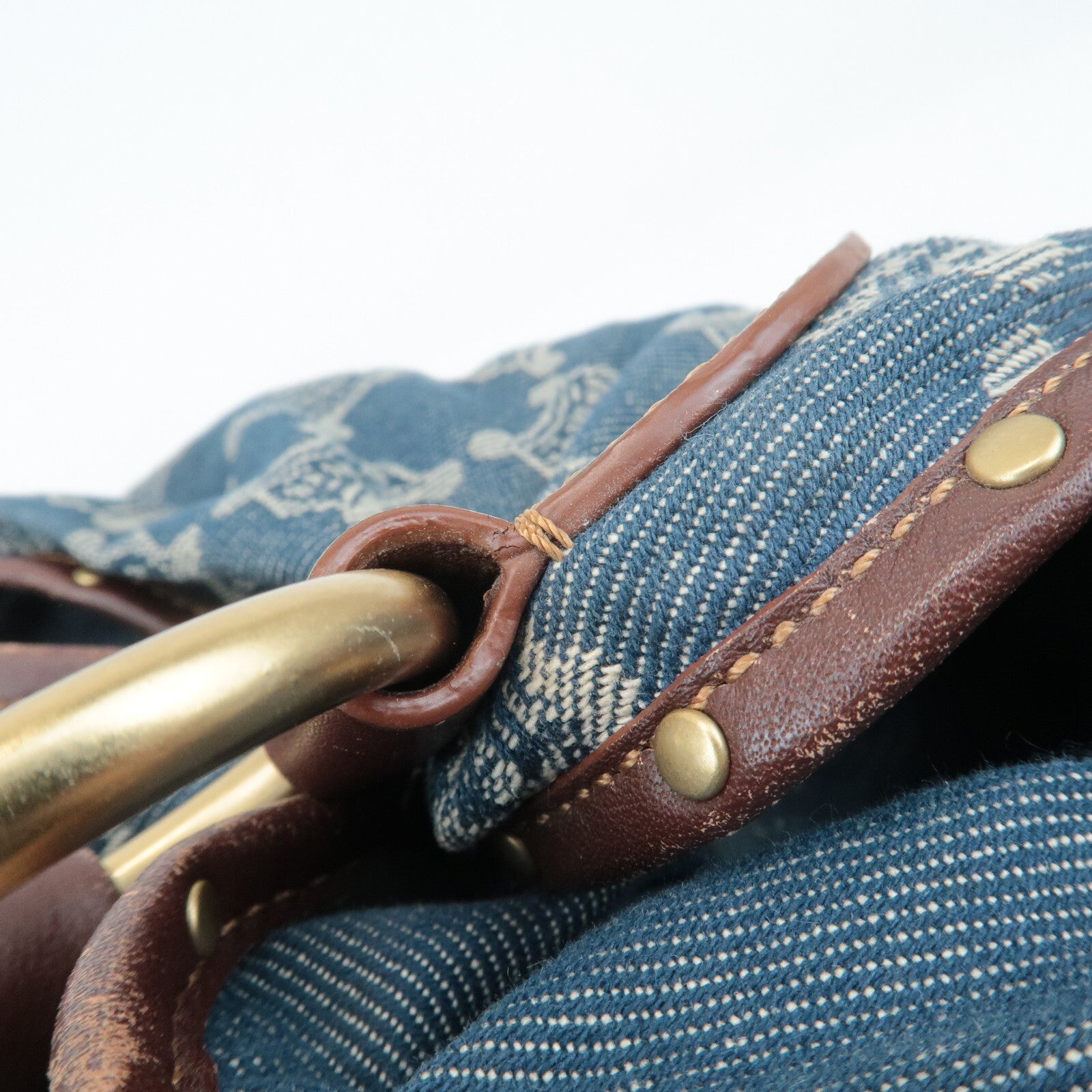 Celine Macadam Denim Leather Bitter Sweet Shoulder Bag - Blue/Brown, Denim/Leather