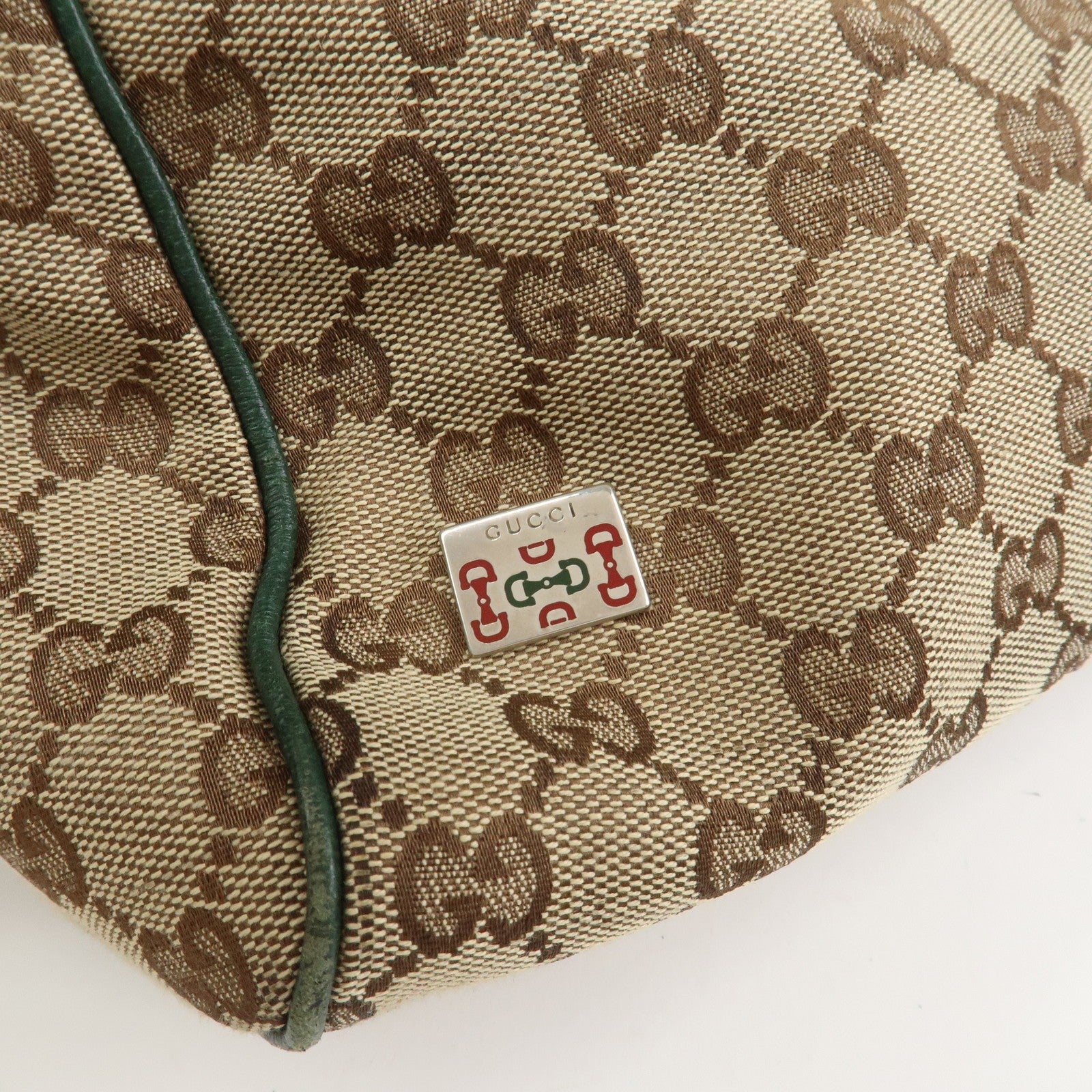 Gucci Tote Hand Bag - Brown and Green, GG Canvas and Leather