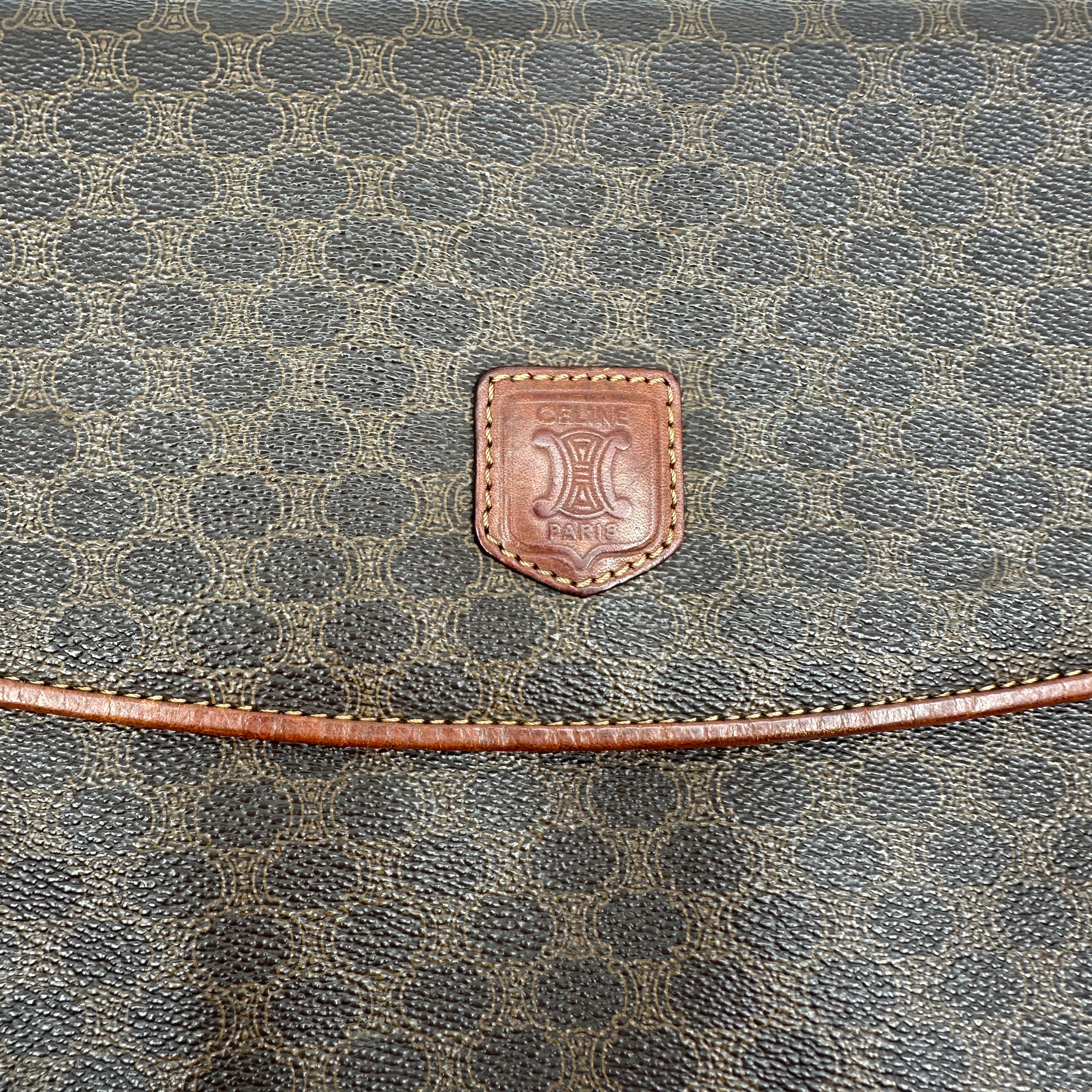 Macadam Clutch Hand Bag PVC Leather Brown Bifold Purse