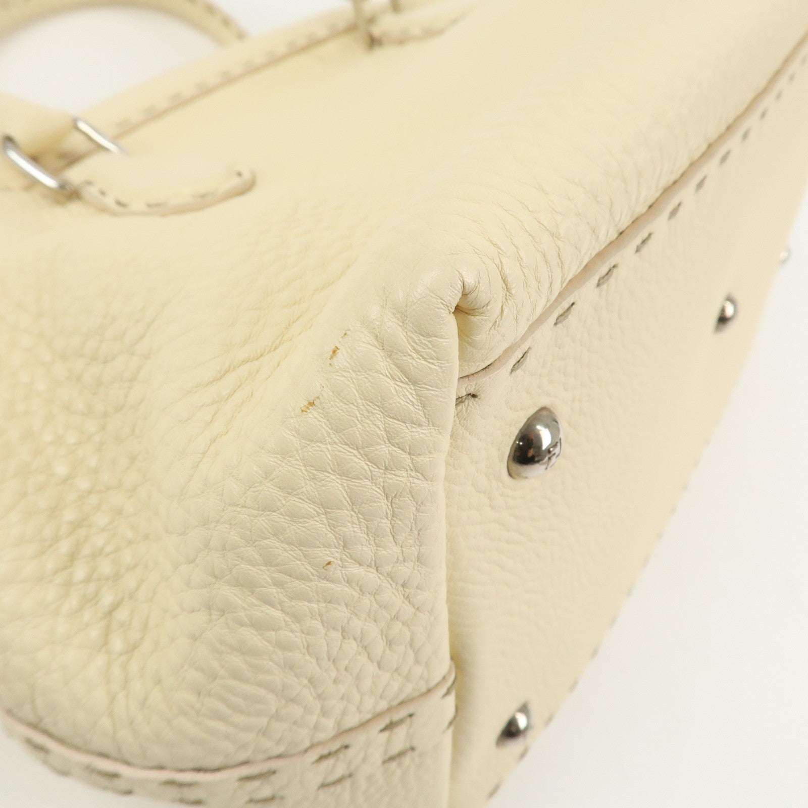 Fendi Boston Hand Bag - Cream, Leather