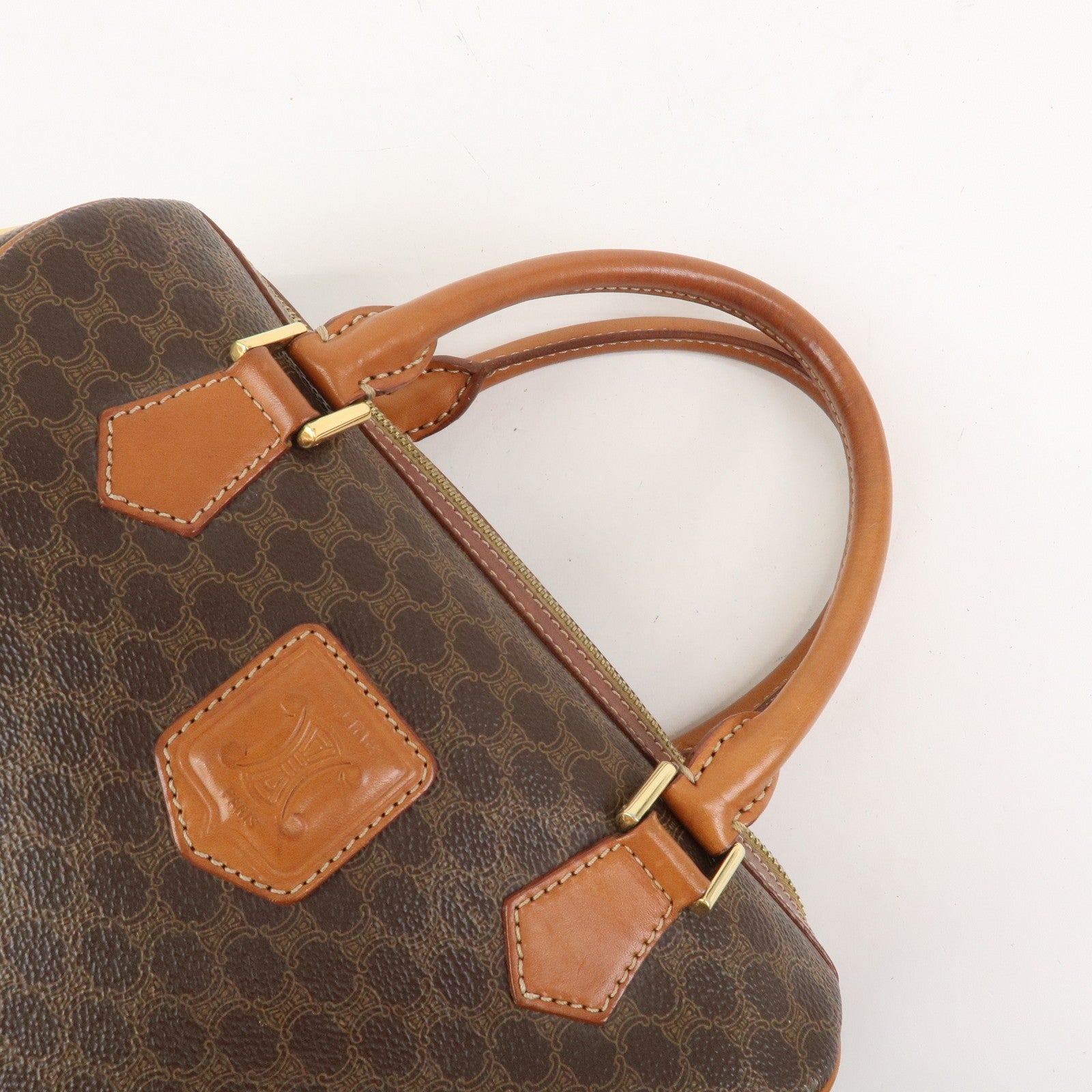 Celine Macadam Boston Hand Bag - Brown, PVC Leather