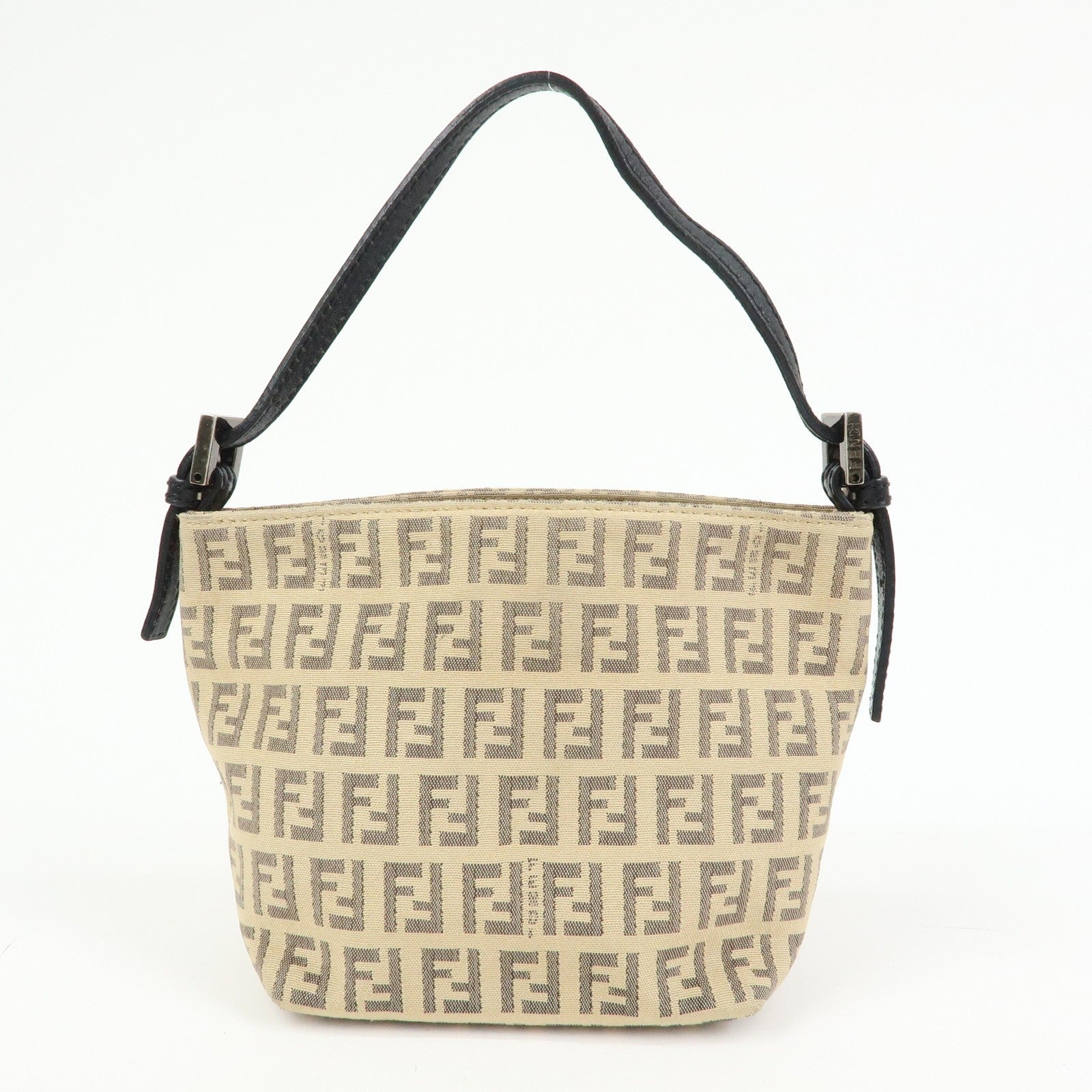 Fendi Hand Bag - Beige Black, Canvas Leather