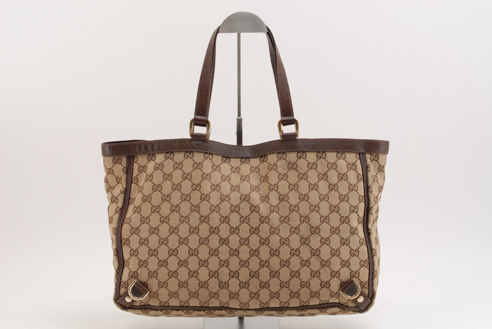 Gucci GG Canvas Tote Bag - Beige Brown, Canvas Leather