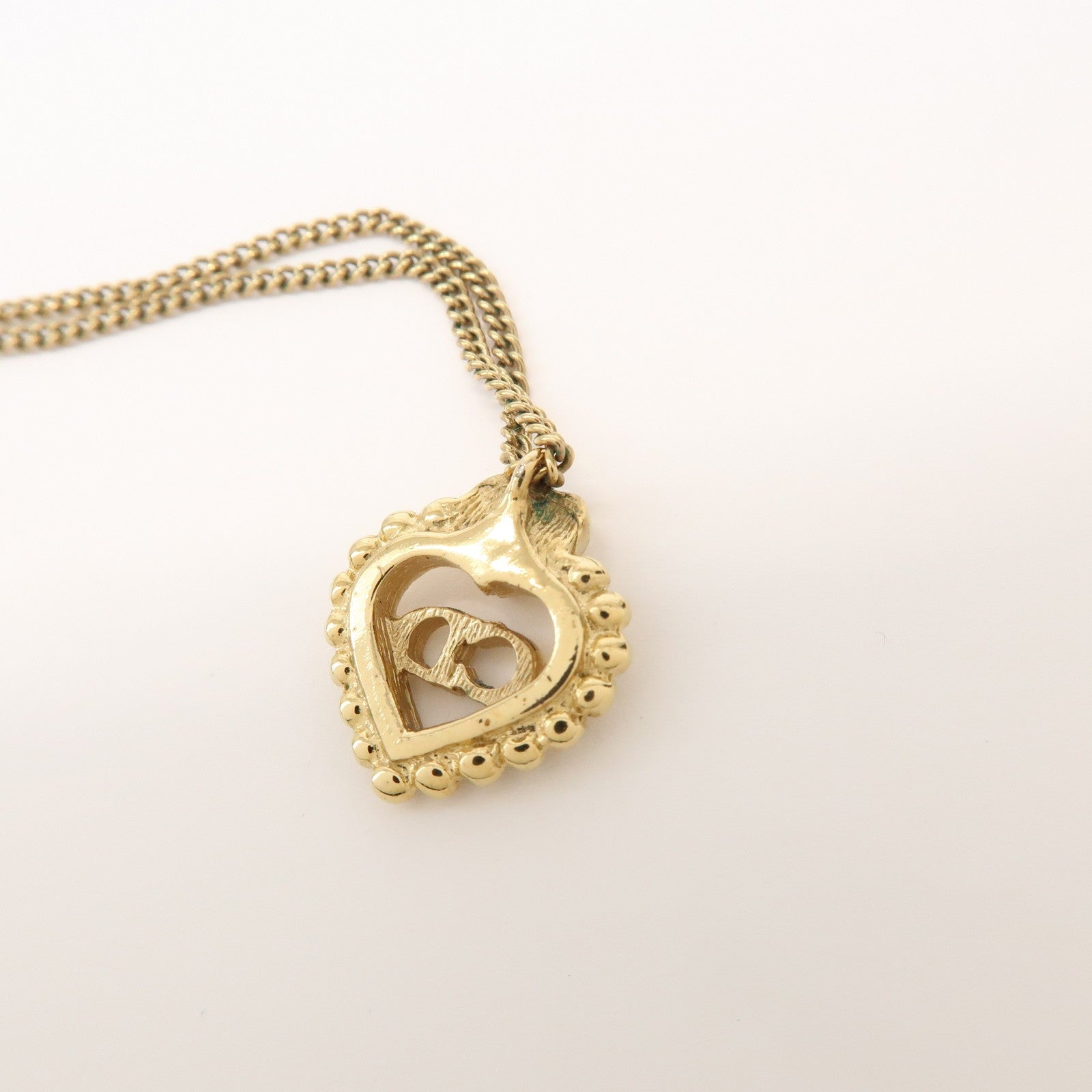 Christian Dior CD Logo Heart Necklace - Gold, Metal