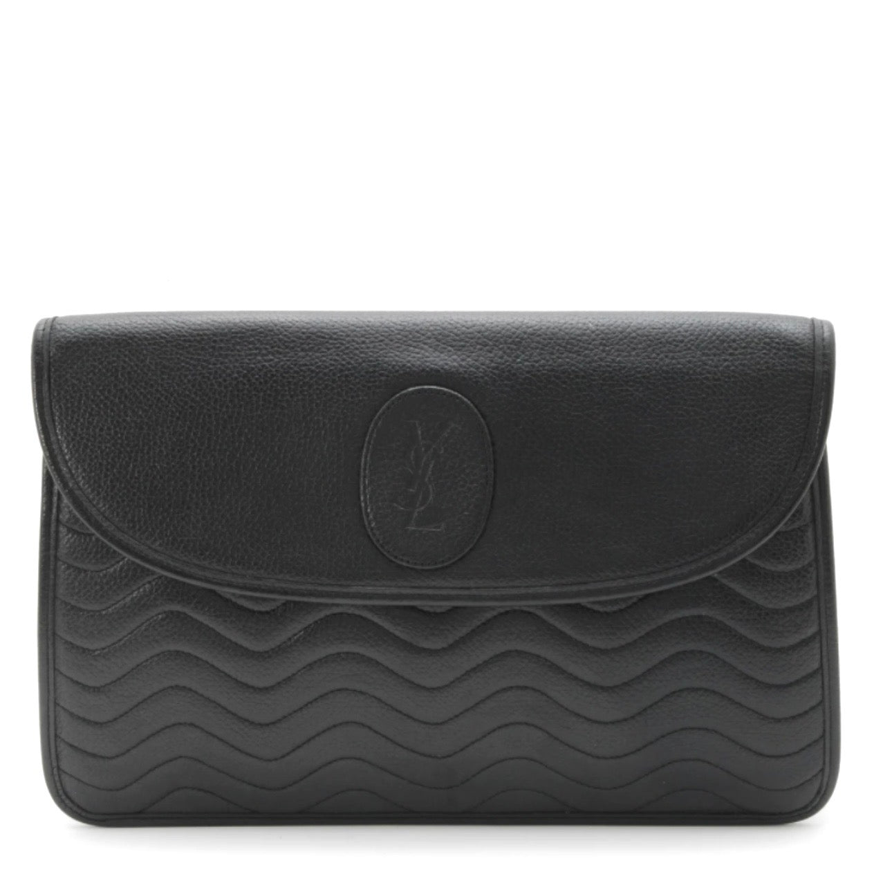 Saint Laurent Yves Stitch Clutch Bag - Black, Leather