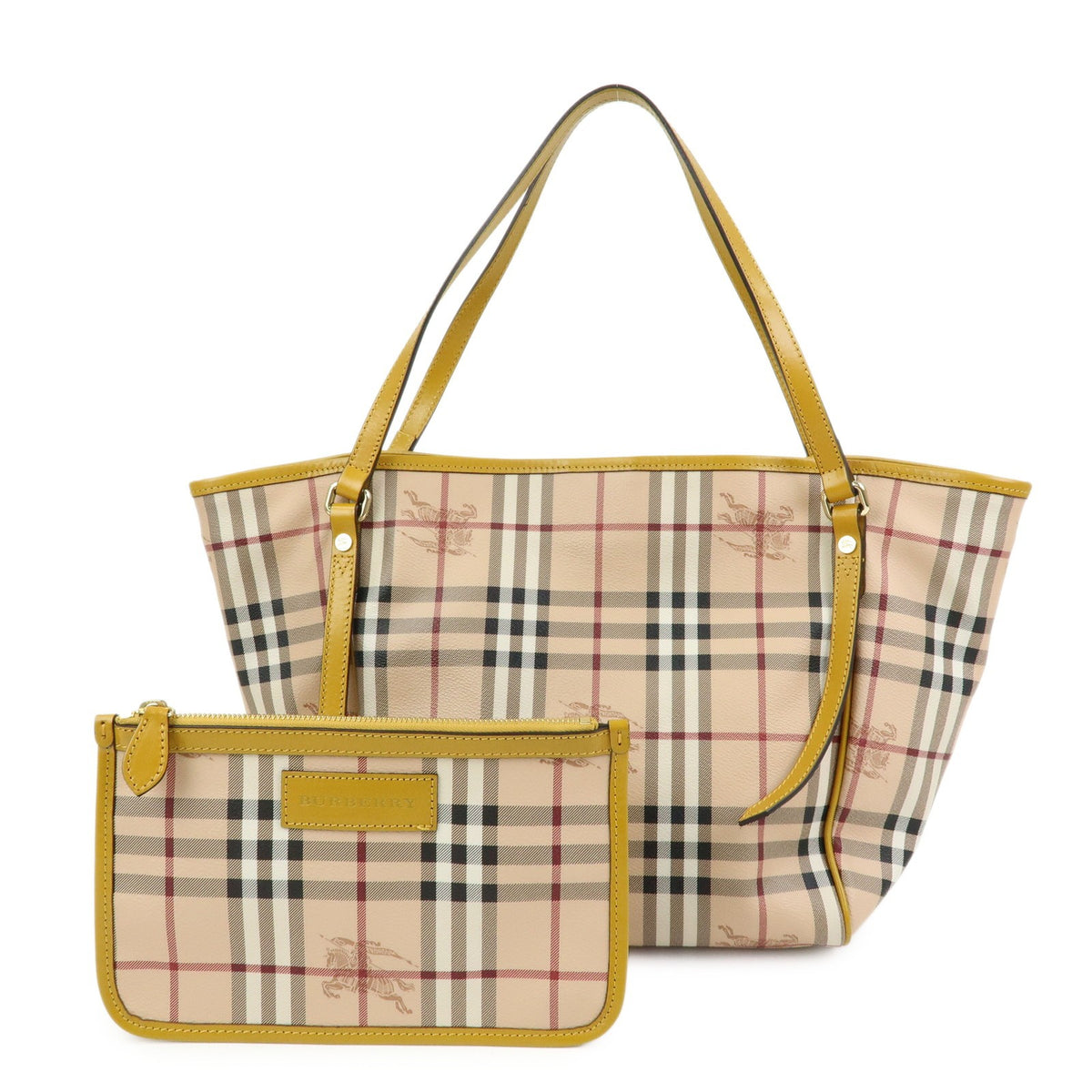 Burberry Tote Bag - Beige, Mustard Yellow, PVC, Leather- מגיע עם הארנק