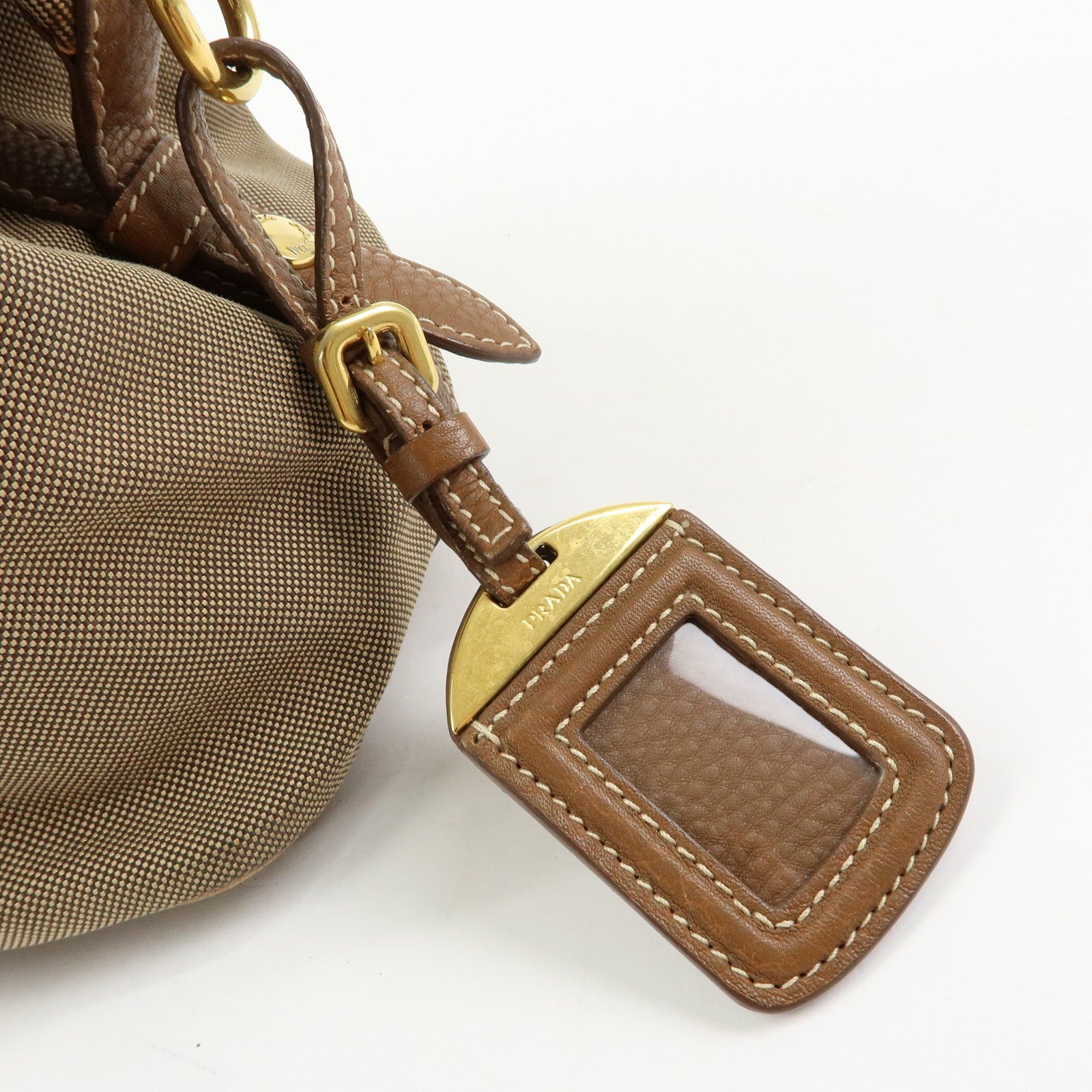 Prada Boston Bag - Beige, Canvas and Leather