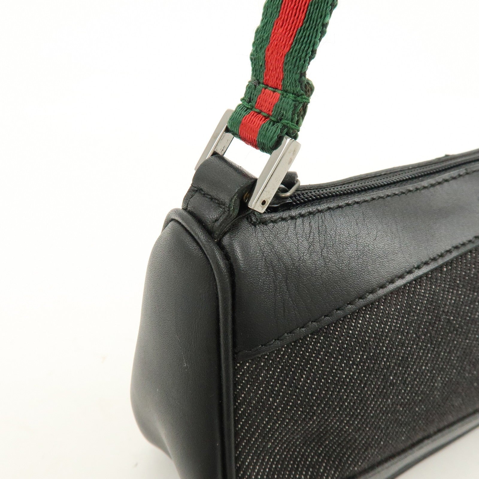 Gucci Hand Bag - Black, Denim, Leather