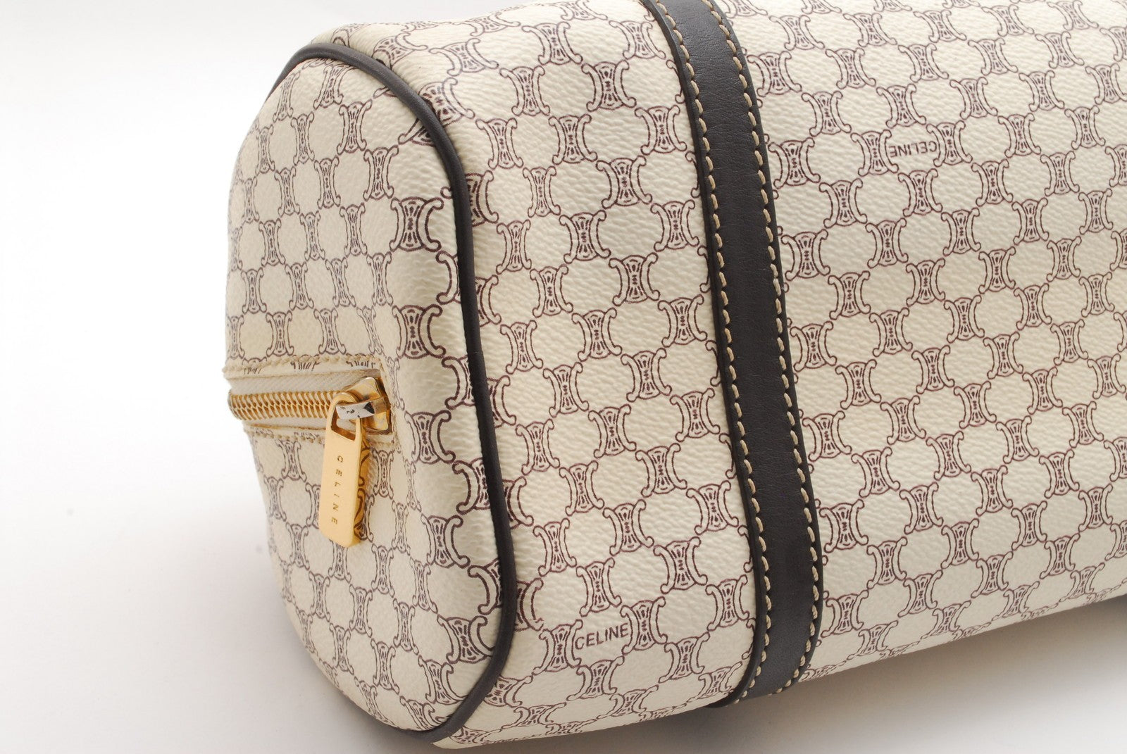 Celine Macadam Mini Boston Hand Bag - Ivory, PVC Leather