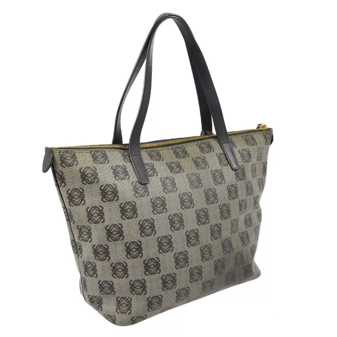 Black Gray PVC Tote Handbag