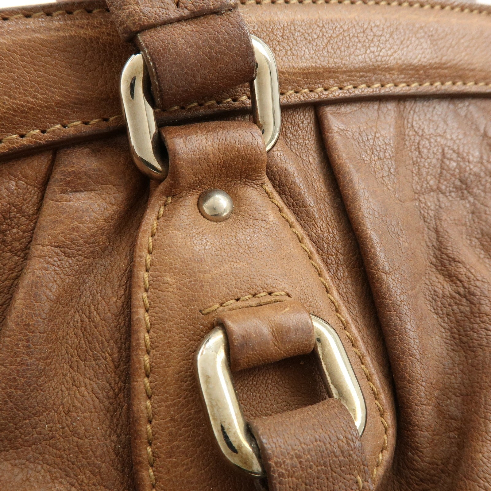 Prada Boston Hand Bag - Brown, Leather